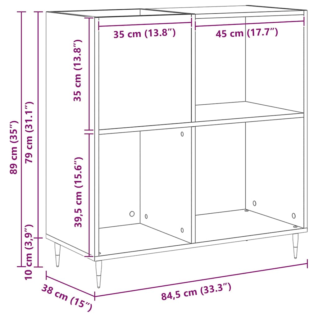 Plateskap med hylle artisan eik 85 x 38 x 89 cm Konstruert tre