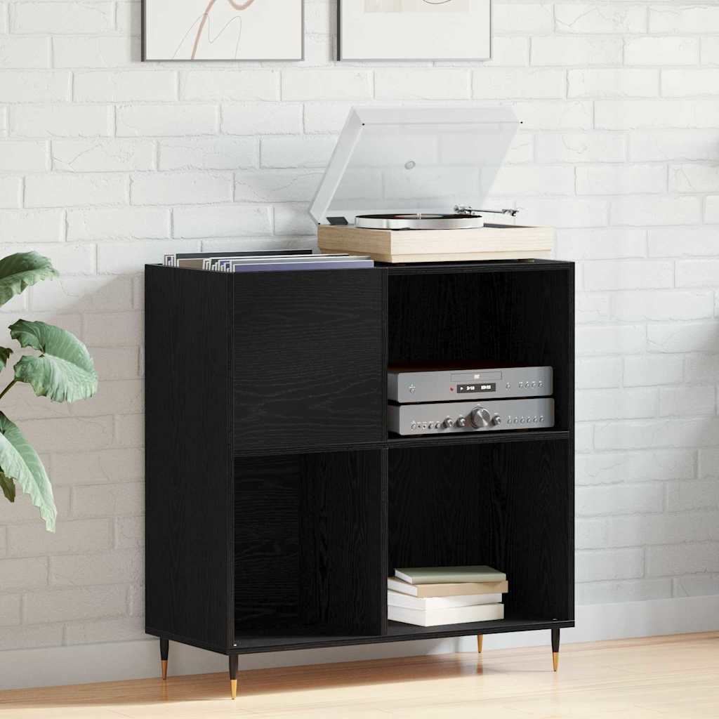 Plateskap med hylle Svart Eik 85 x 38 x 89 cm Konstruert tre