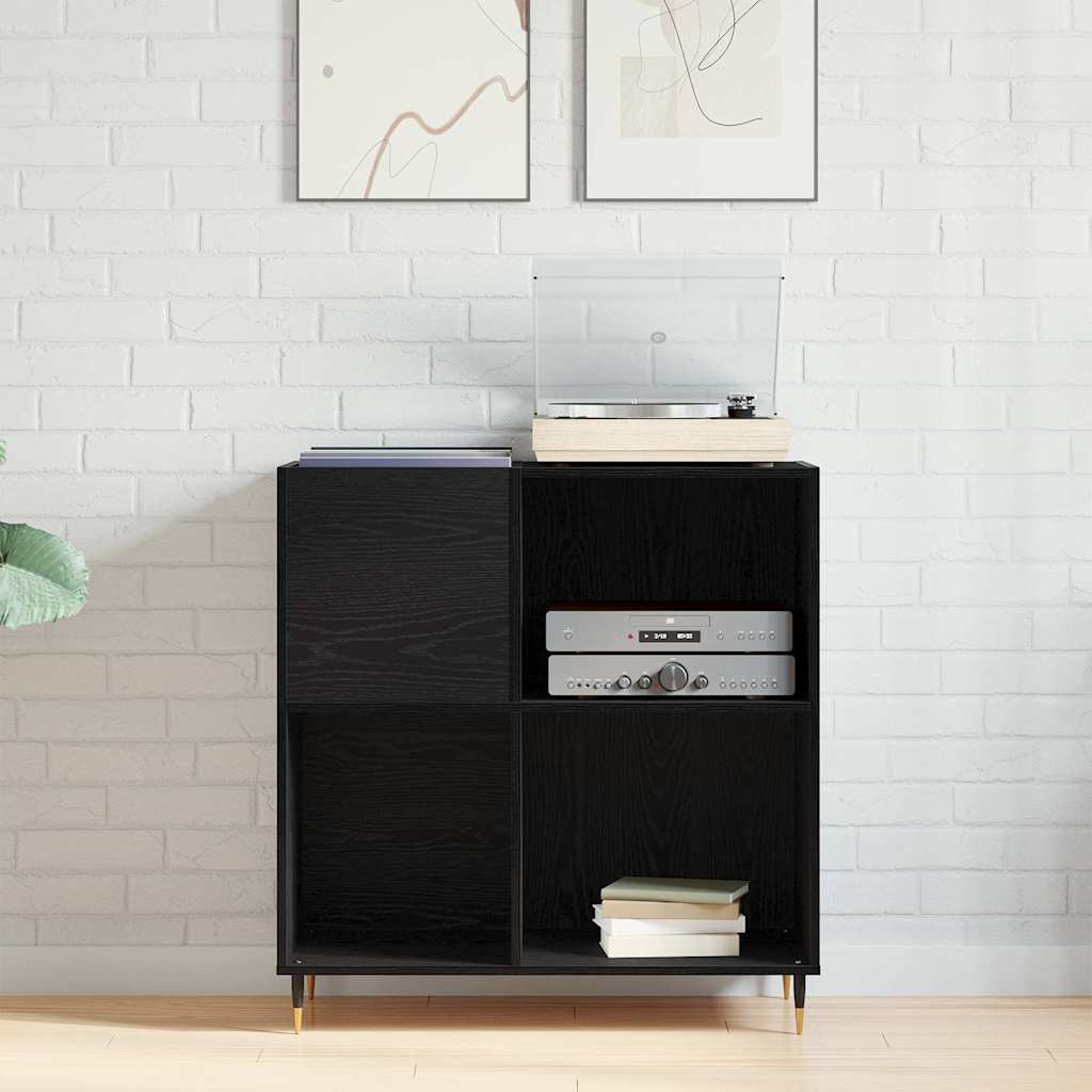 Plateskap med hylle Svart Eik 85 x 38 x 89 cm Konstruert tre