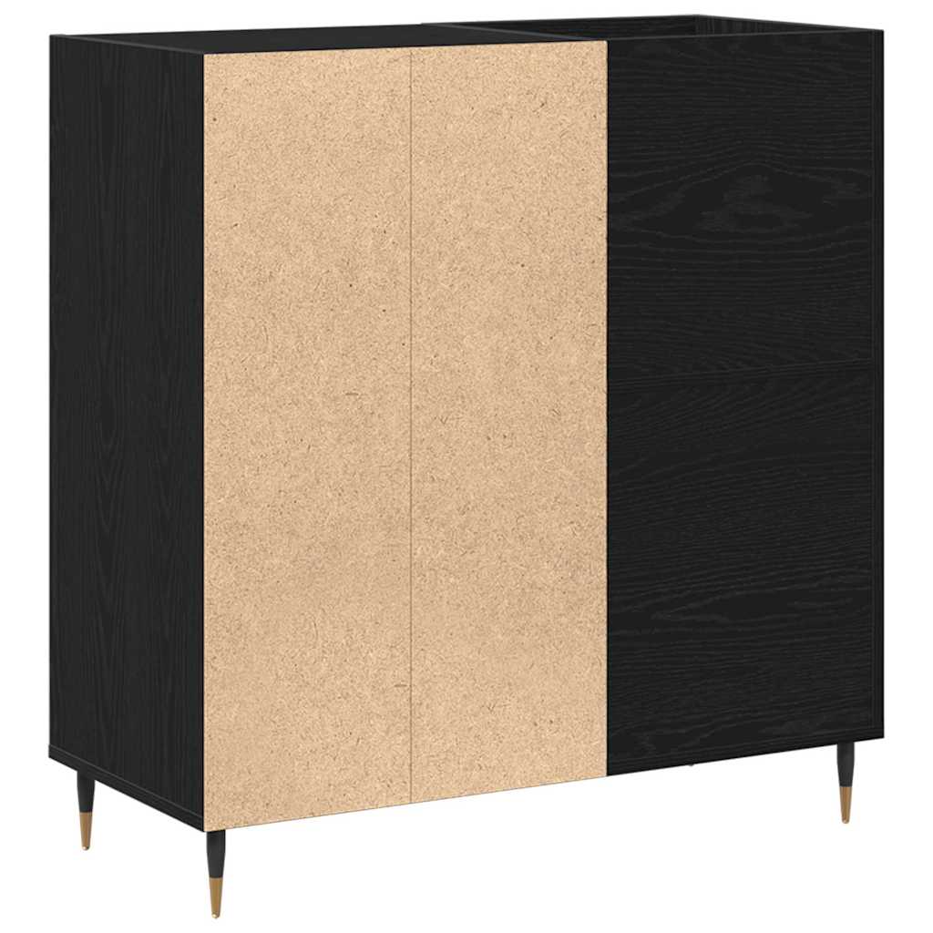 Plateskap med hylle Svart Eik 85 x 38 x 89 cm Konstruert tre