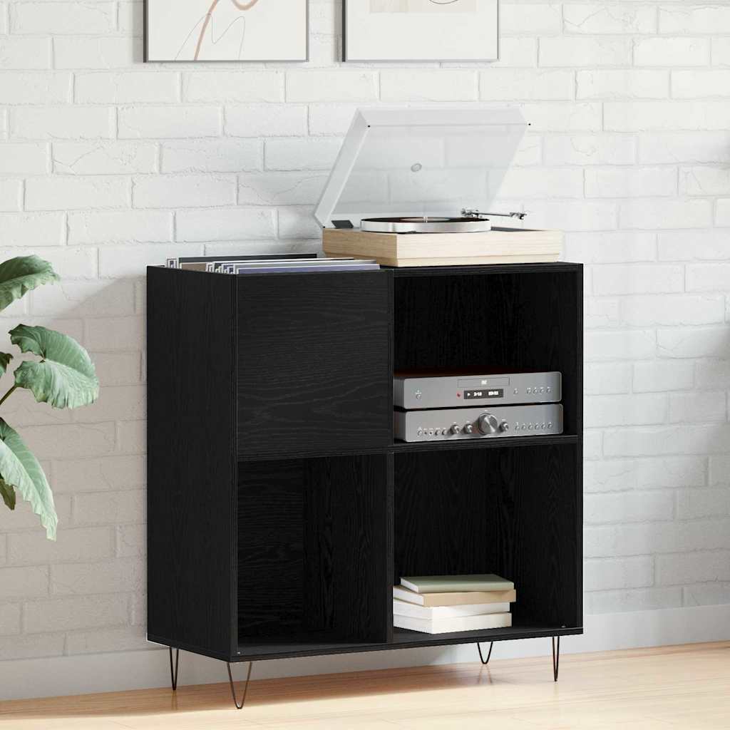 Plateskap med hylle Svart Eik 85 x 38 x 89 cm Konstruert tre