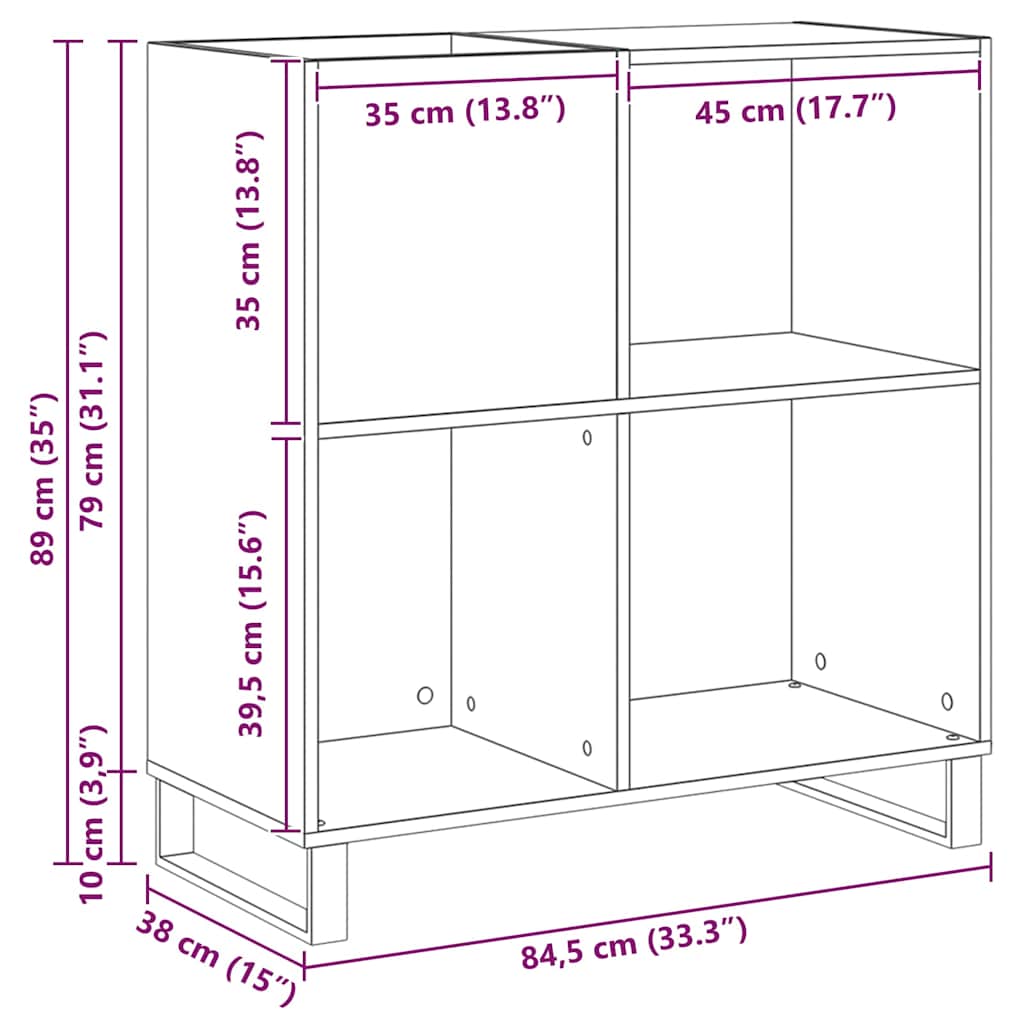 Plateskap artisan eik 84,5 x 38 x 89 cm Konstruert tre