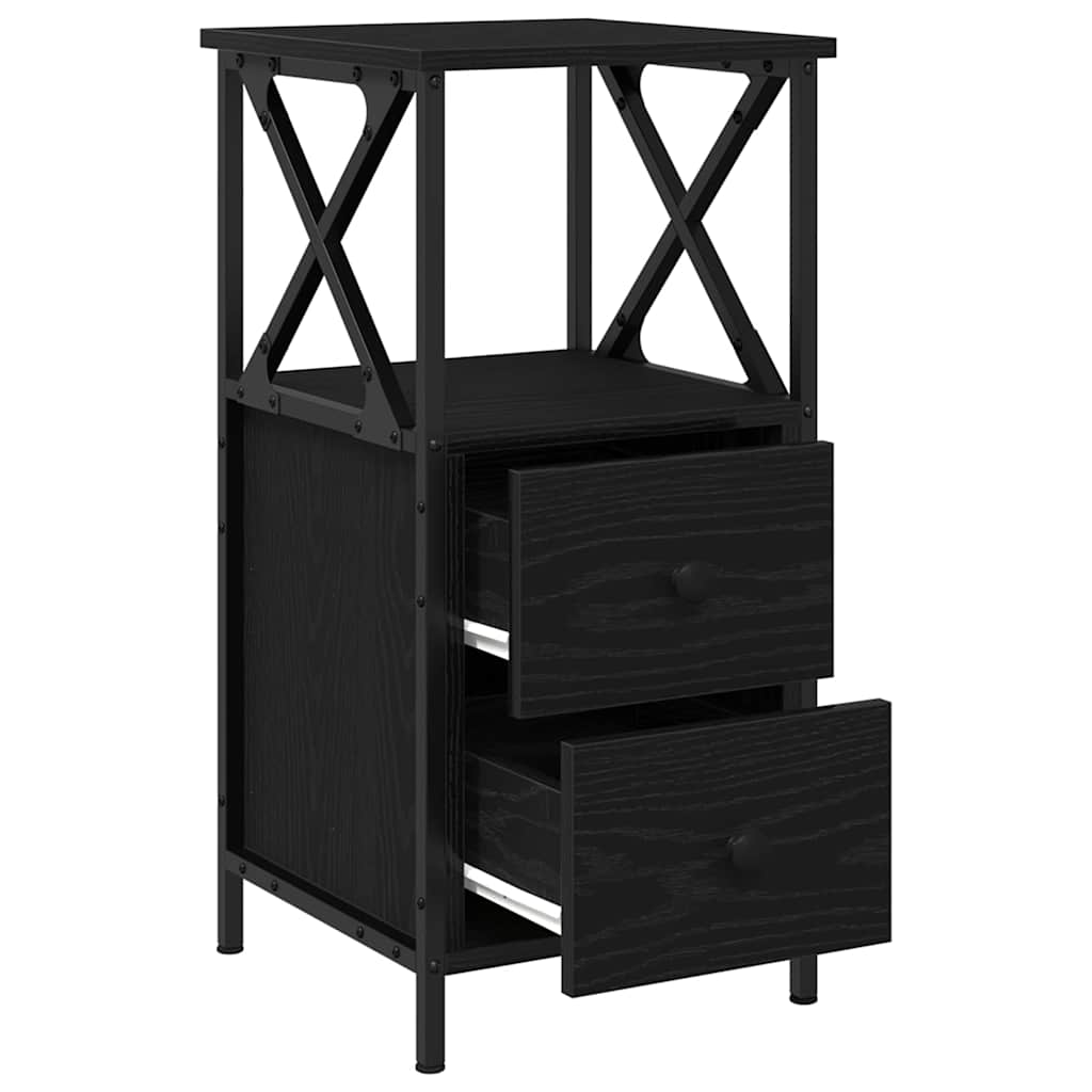 Nattbordskap 2 pcs Svart Eik 34 x 35,5 x 70 cm Konstruert tre
