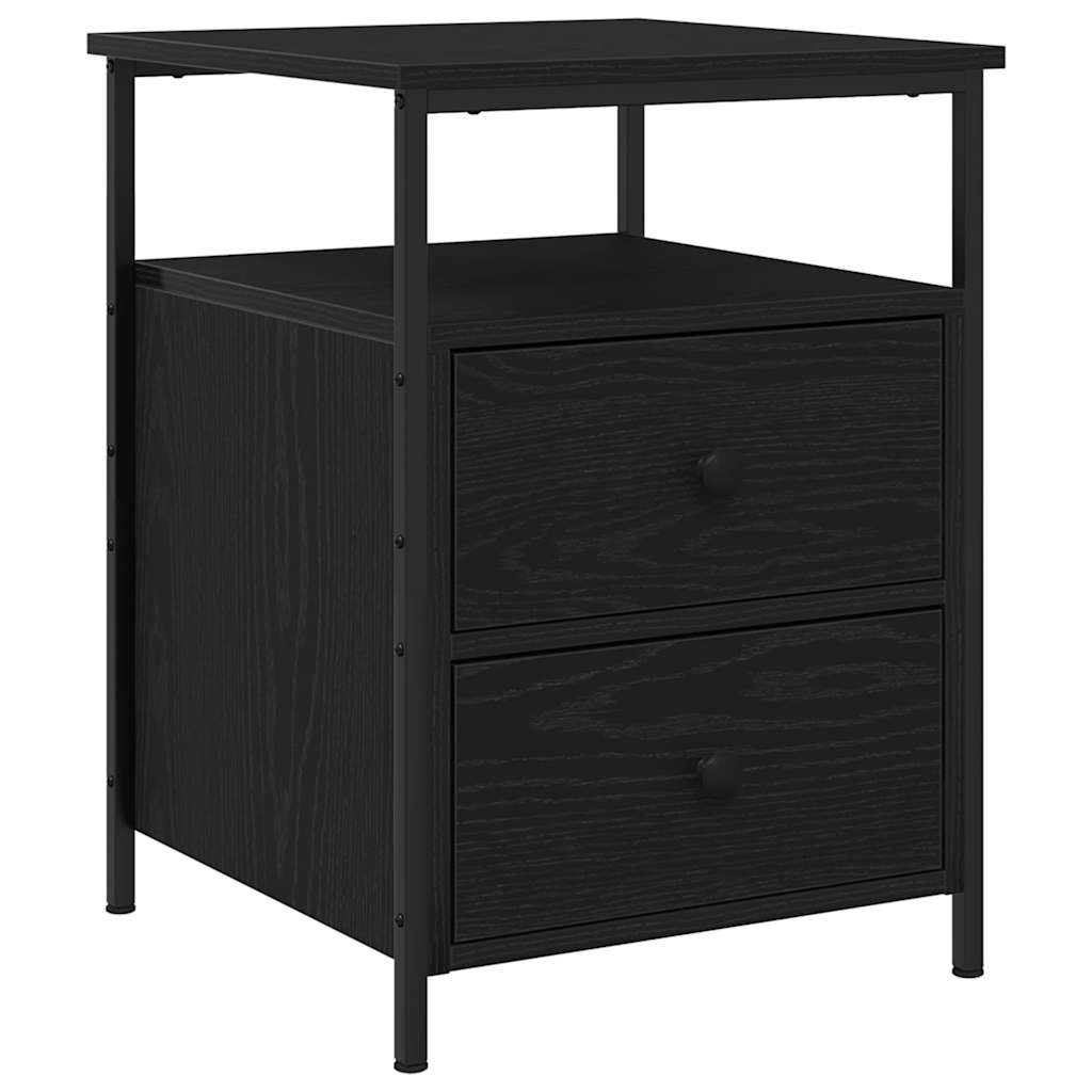 Nattbordskap Svart Eik 34 x 35,5 x 50 cm Konstruert tre