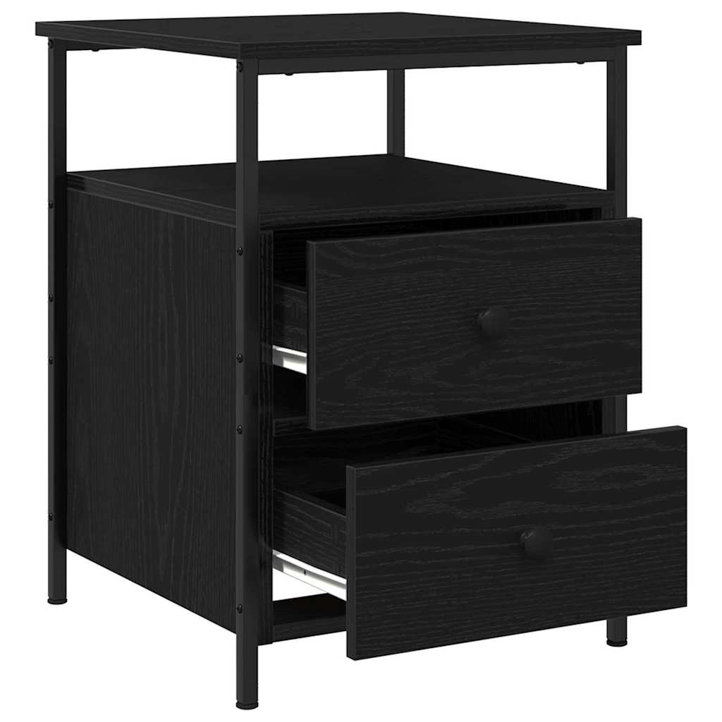 Nattbordskap 2 pcs Svart Eik 34 x 35,5 x 50 cm Konstruert tre
