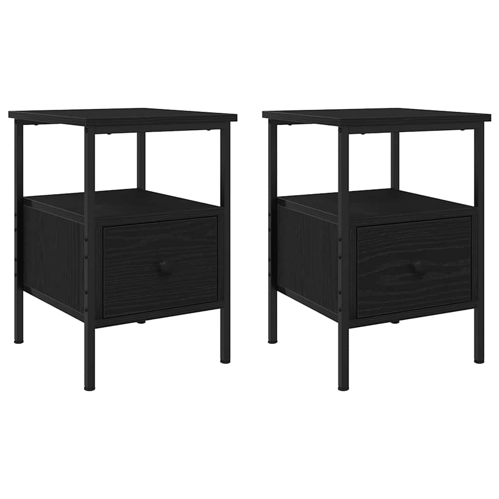 Nattbordskap 2 pcs Svart Eik 34 x 36 x 50 cm Konstruert tre