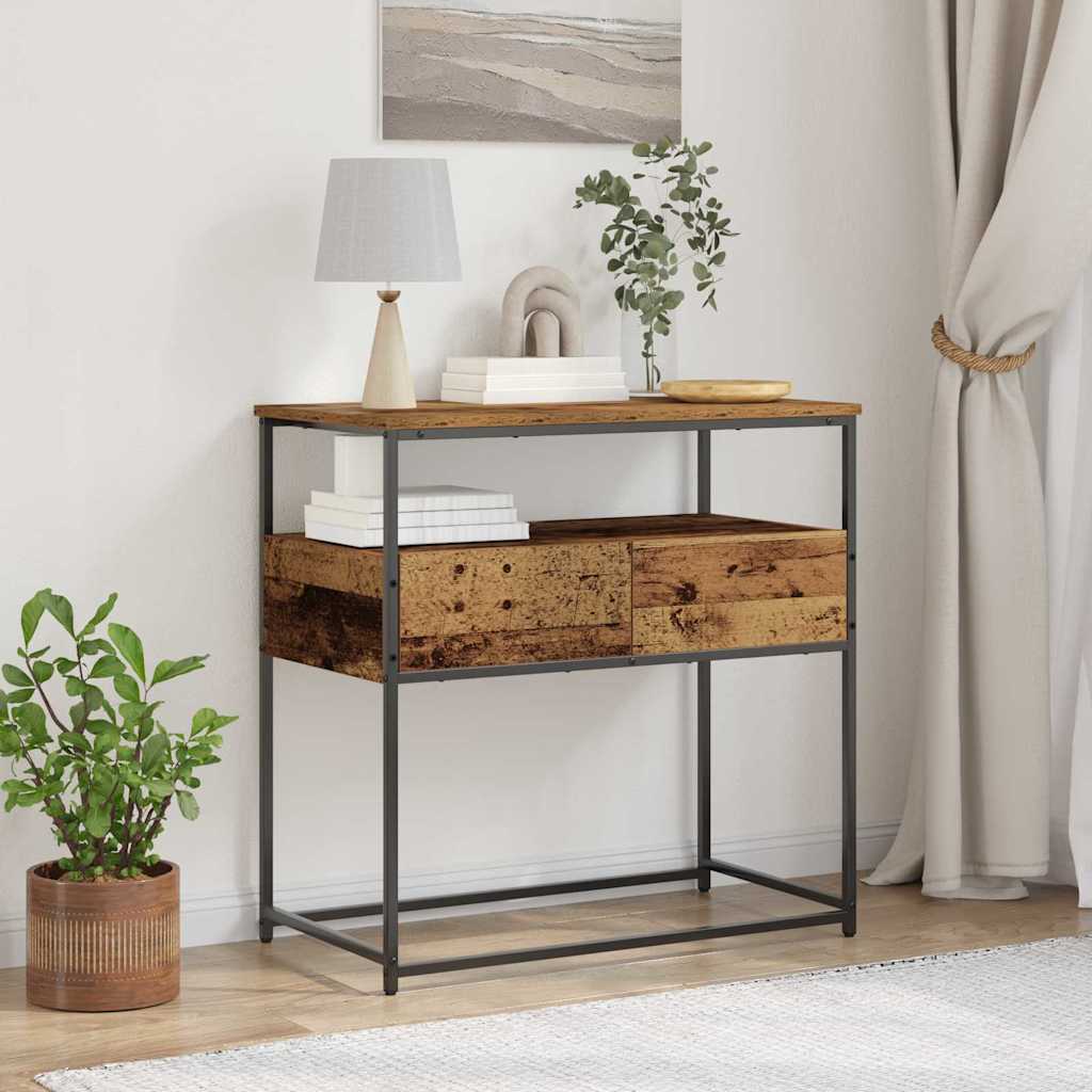Konsollbord med skuff Gamle tre 75 x 40 x 75 cm Konstruert tre