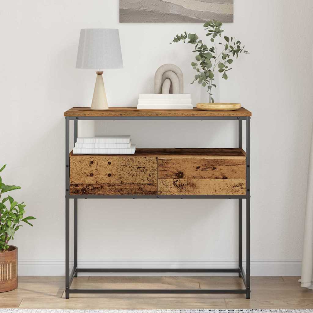 Konsollbord med skuff Gamle tre 75 x 40 x 75 cm Konstruert tre