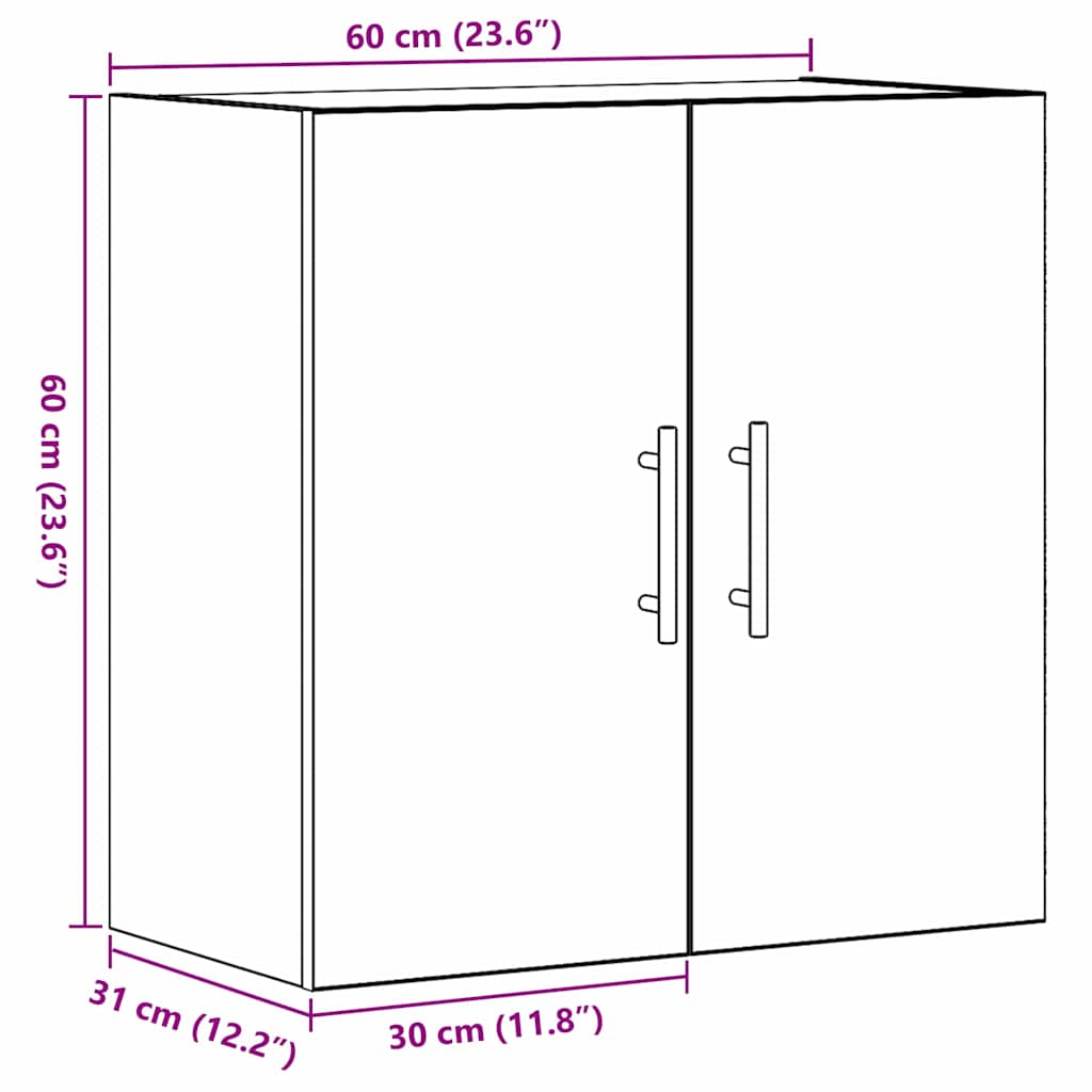 Vegghengt skap Svart Eik 60 x 31 x 70 cm Konstruert tre