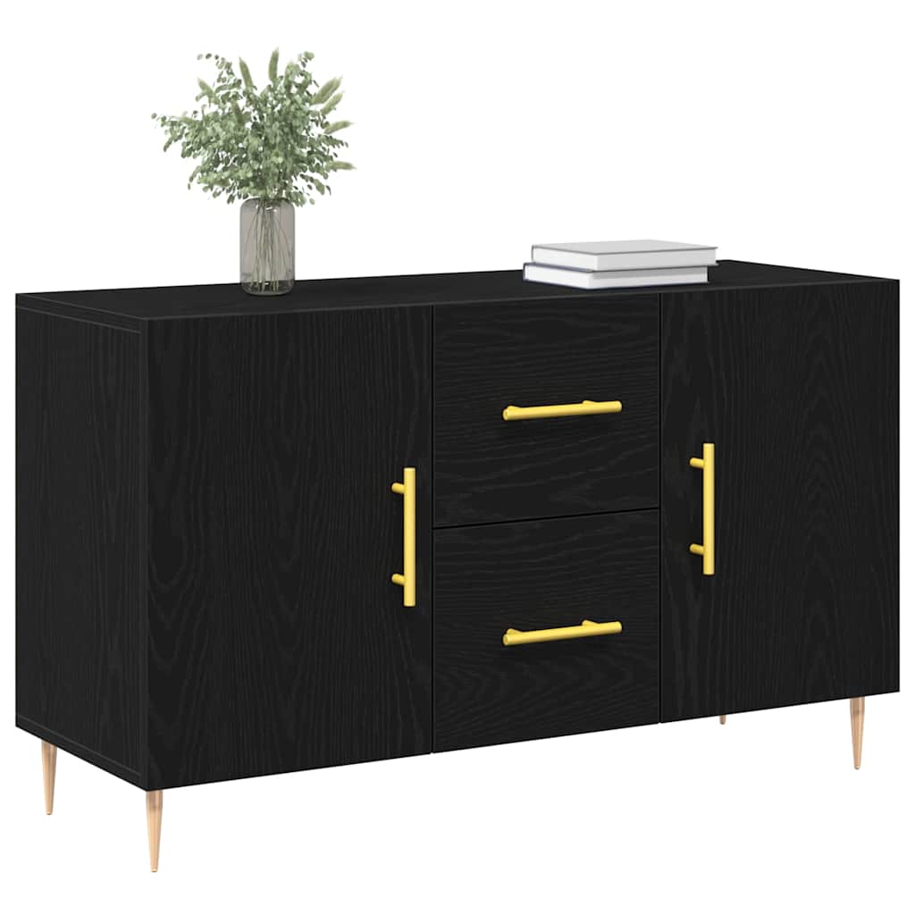 Serviesskap med skuff Svart Eik 100 x 36 x 60 cm Konstruert tre