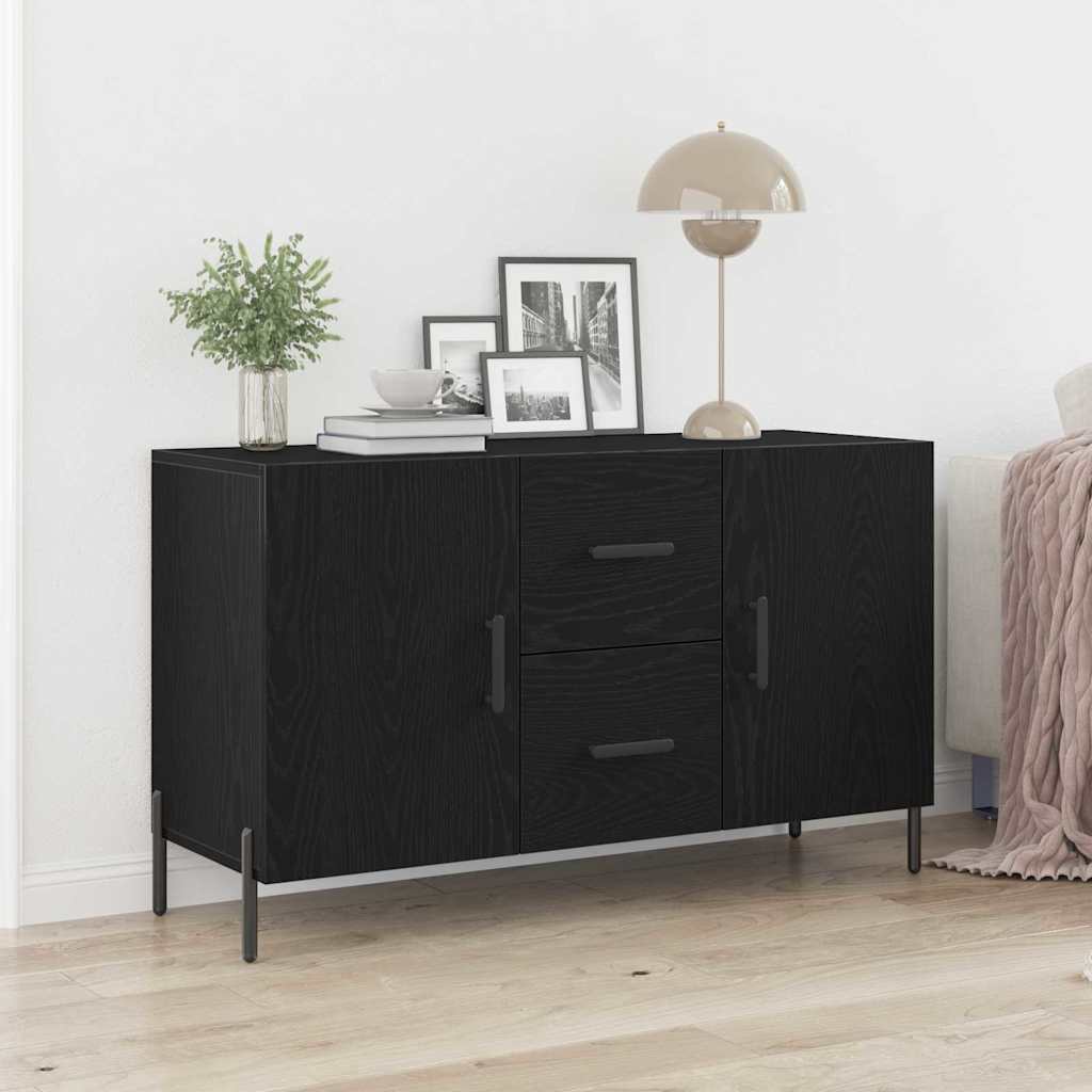 Serviesskap med skuff Svart Eik 100 x 36 x 60 cm Konstruert tre