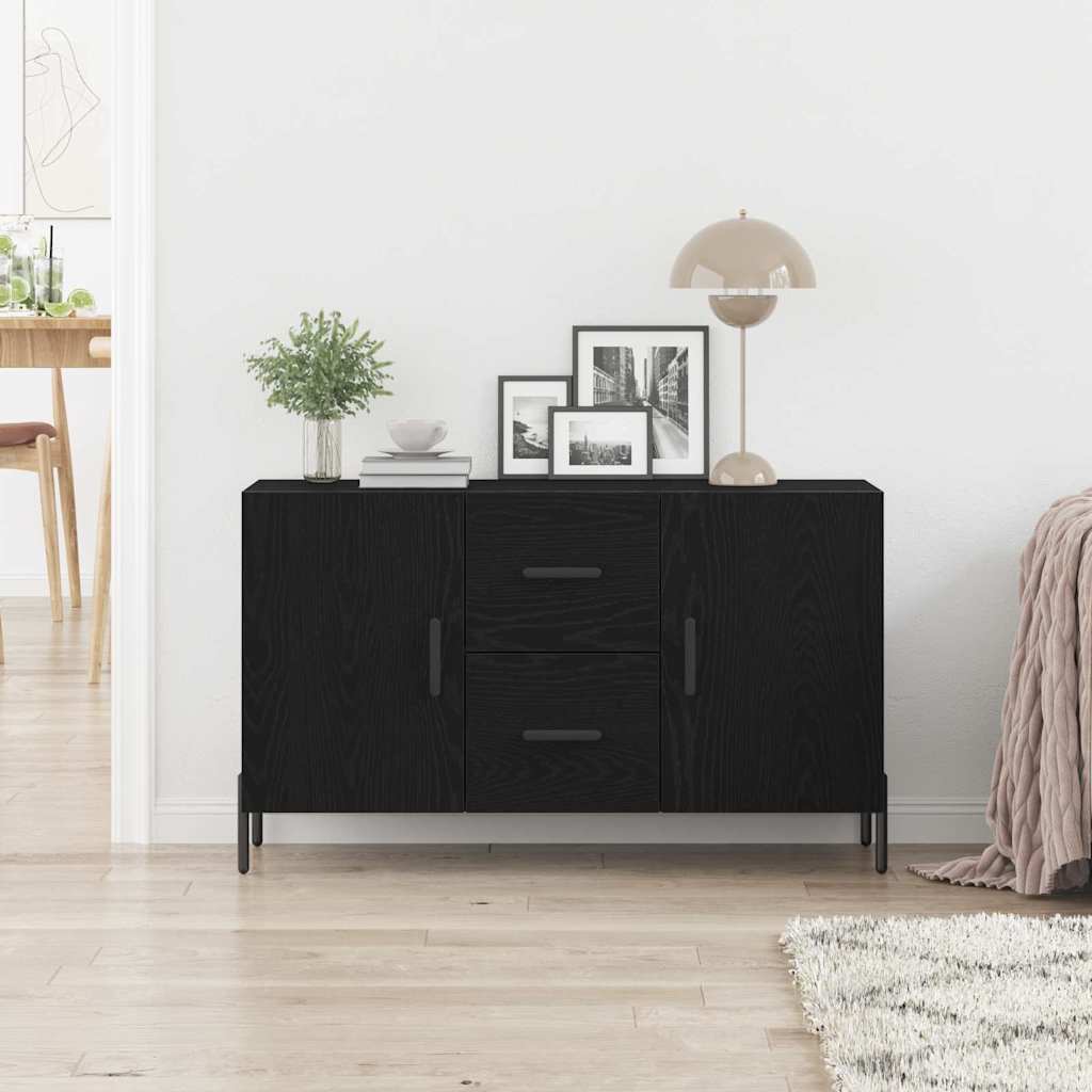 Serviesskap med skuff Svart Eik 100 x 36 x 60 cm Konstruert tre