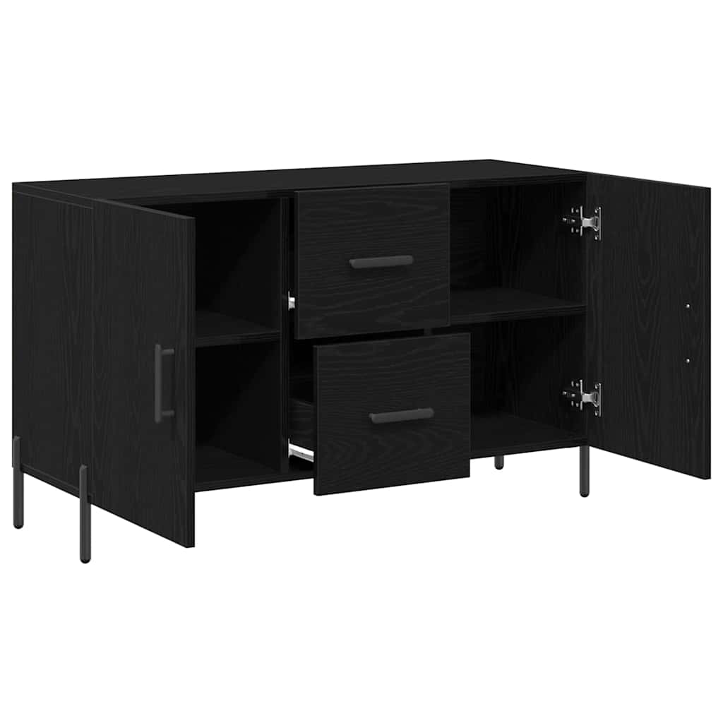 Serviesskap med skuff Svart Eik 100 x 36 x 60 cm Konstruert tre