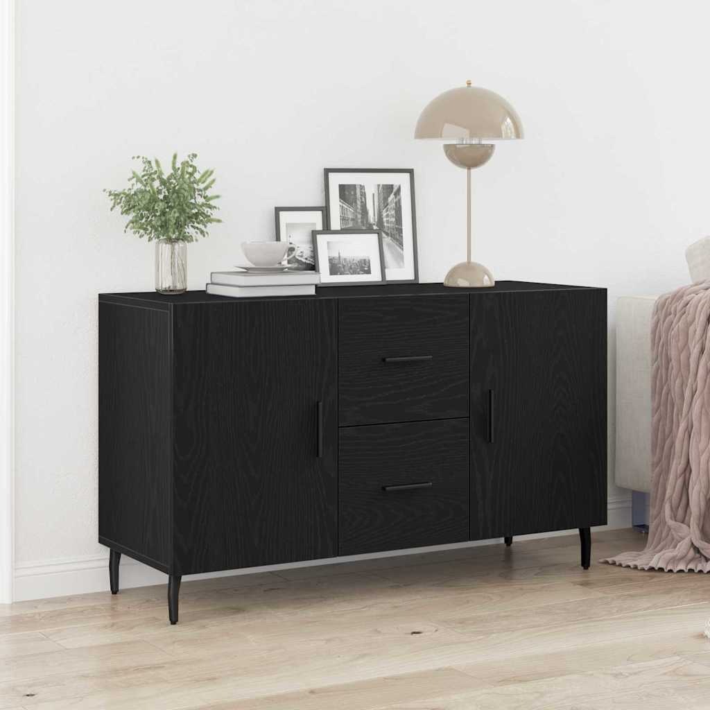 Serviesskap med skuff Svart Eik 100 x 36 x 60 cm Konstruert tre
