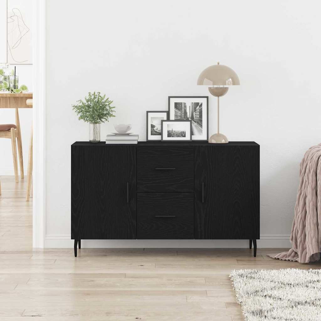 Serviesskap med skuff Svart Eik 100 x 36 x 60 cm Konstruert tre