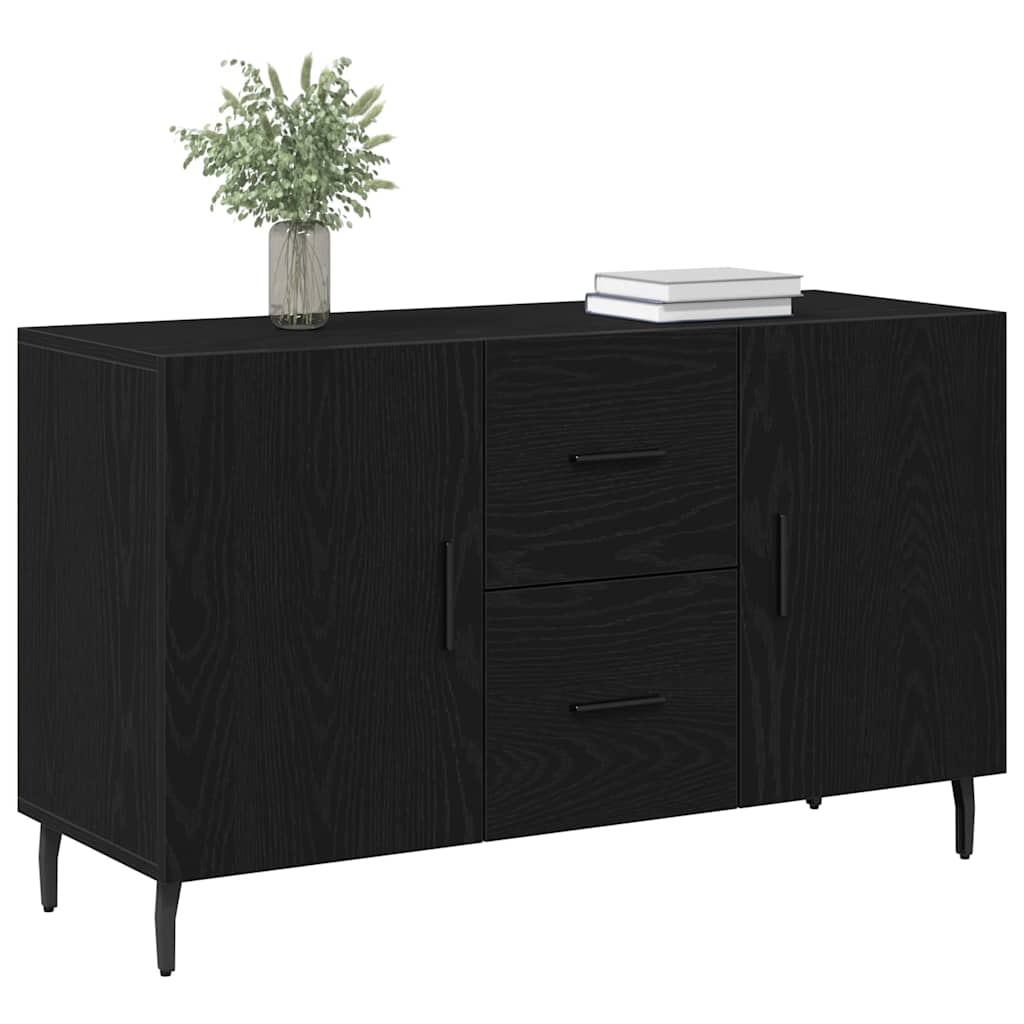 Serviesskap med skuff Svart Eik 100 x 36 x 60 cm Konstruert tre