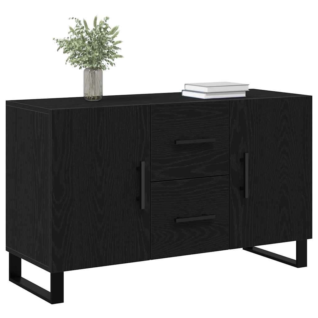Serviesskap med skuff Svart Eik 100 x 36 x 60 cm Konstruert tre