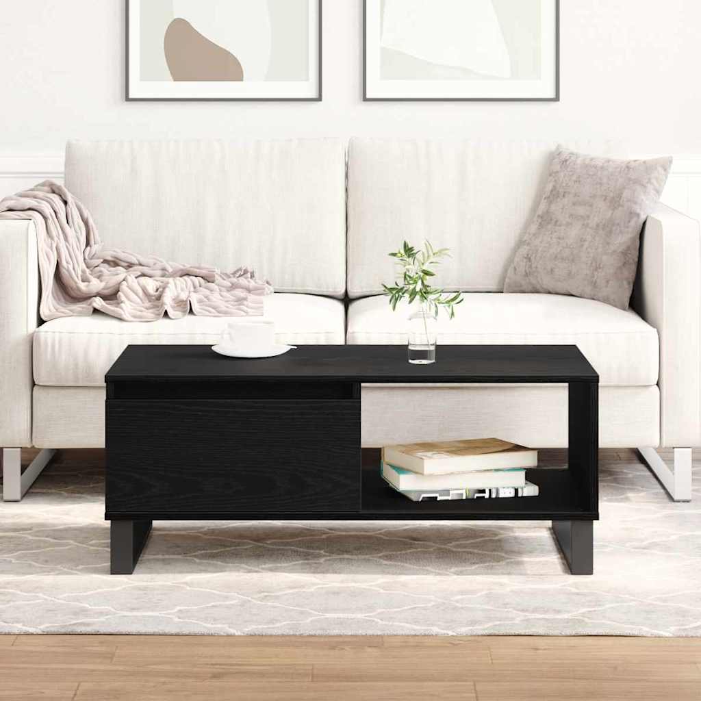 Kaffebord med skuff Svart Eik 90 x 50 x 36,5 cm Konstruert tre