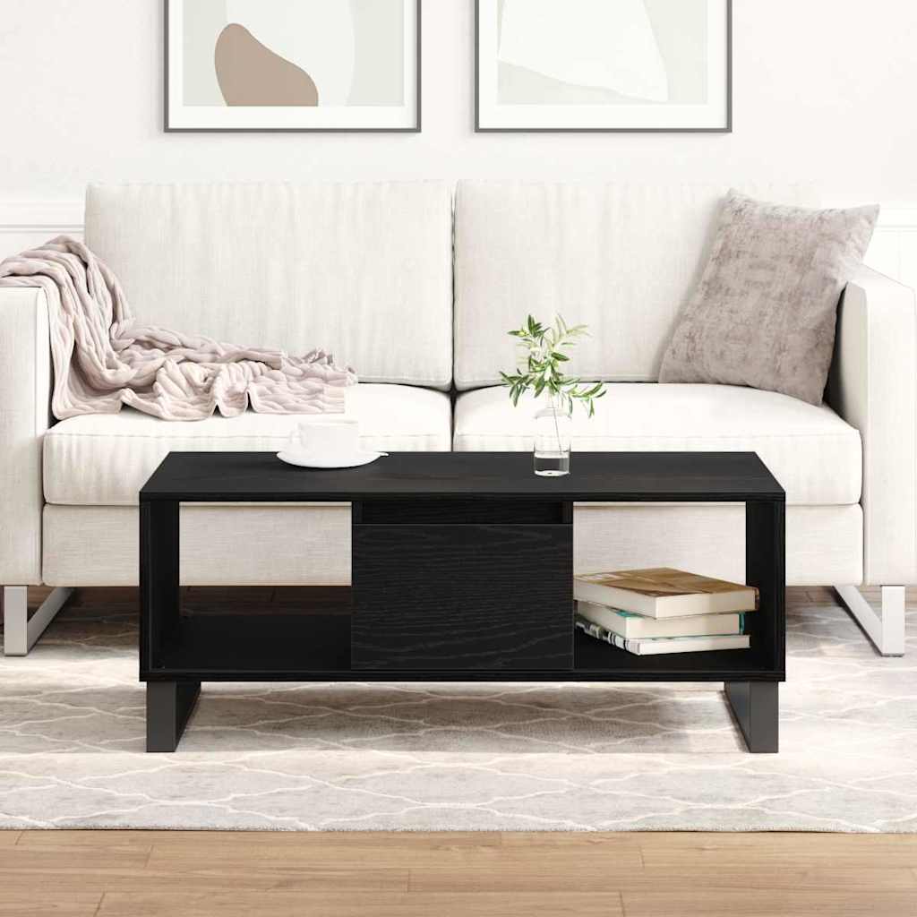Kaffebord med skuff Svart Eik 90 x 50 x 36,5 cm Konstruert tre