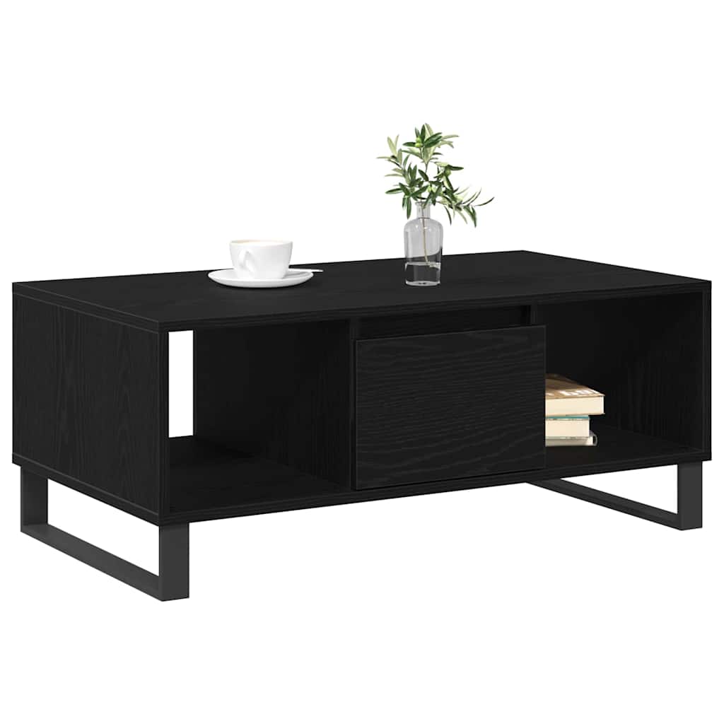 Kaffebord med skuff Svart Eik 90 x 50 x 36,5 cm Konstruert tre