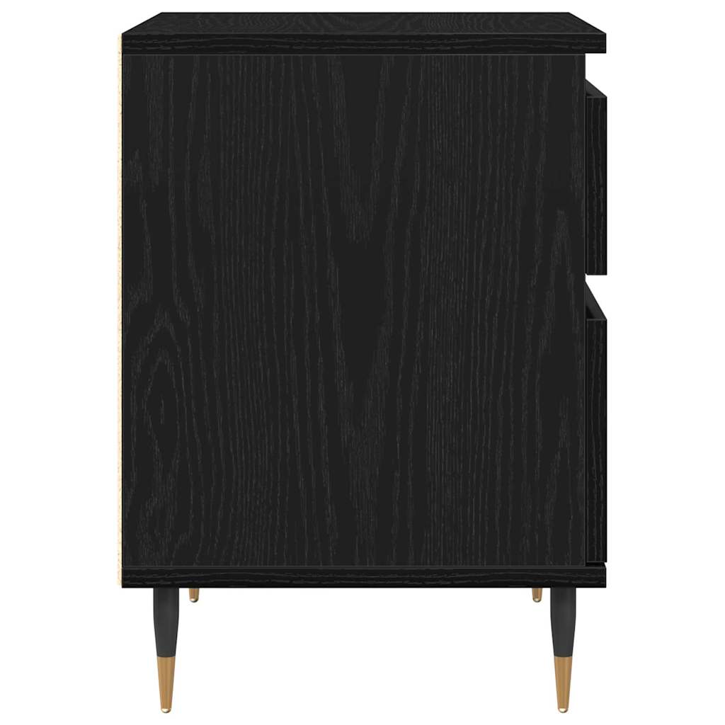 Nattbordskap med skuff Svart Eik 40 x 35 x 50 cm Konstruert tre