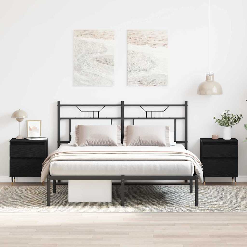 Nattbordskap 2 pcs Svart Eik 40 x 35 x 50 cm Konstruert tre