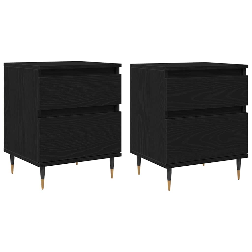 Nattbordskap 2 pcs Svart Eik 40 x 35 x 50 cm Konstruert tre