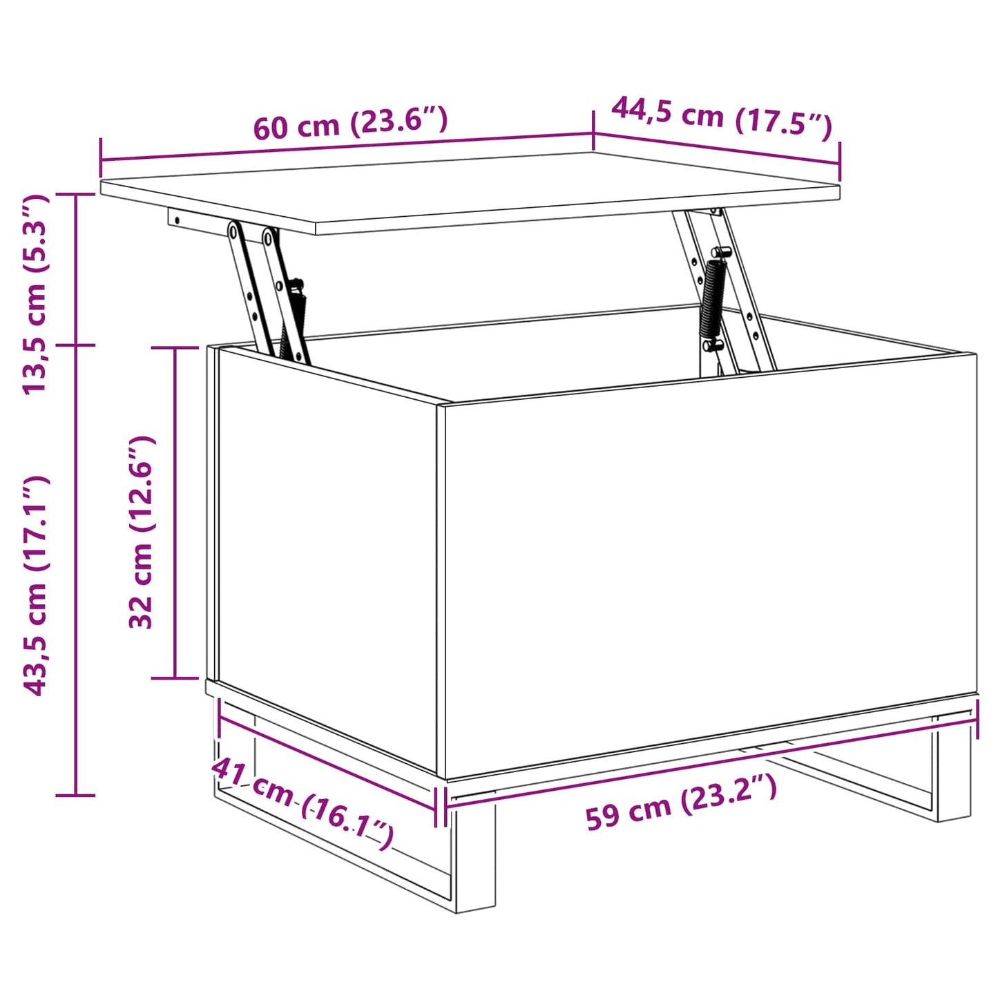 Kaffebord Svart Eik 60 x 44,5 x 45 cm