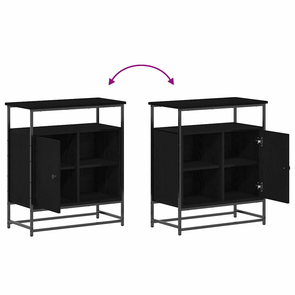 Serviesskap Svart Eik 69 x 35 x 80 cm Konstruert tre