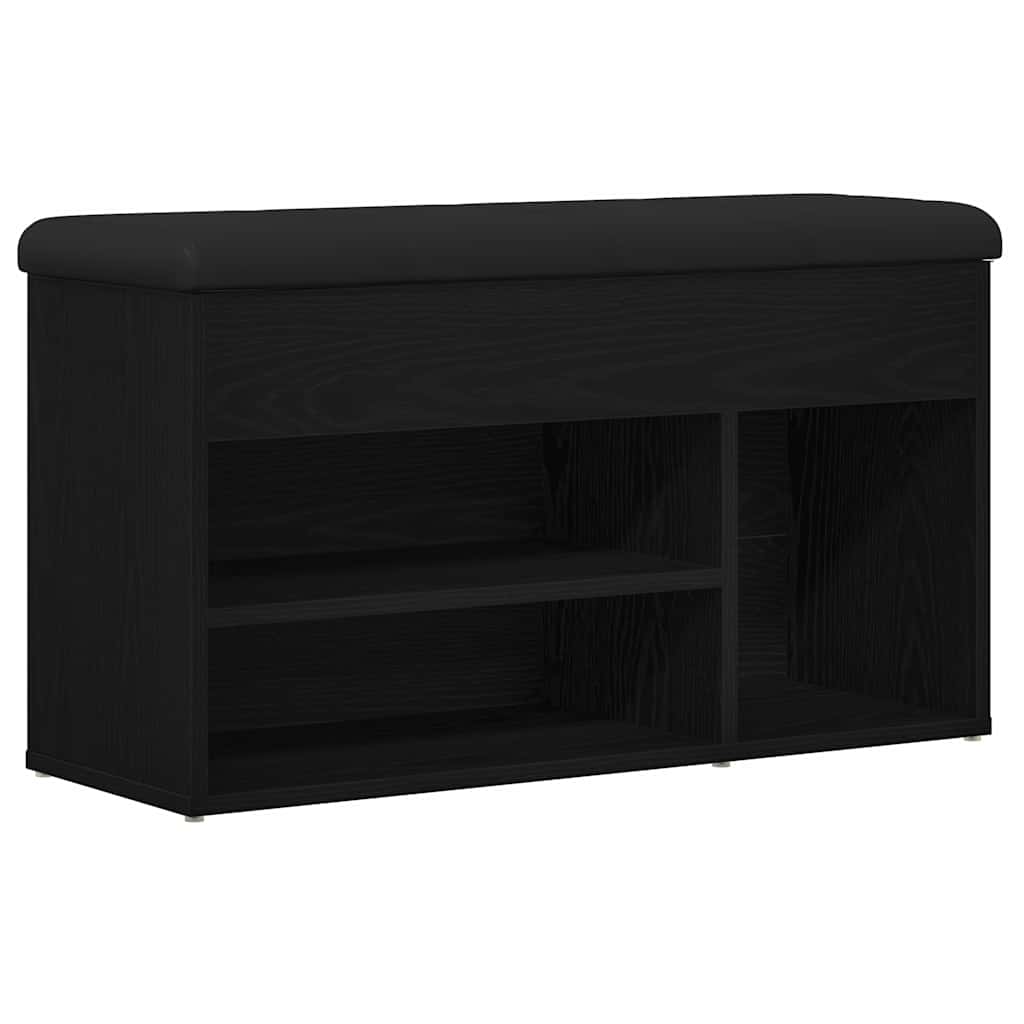 Skobenk med hylle Svart 80 x 30 x 45 cm Konstruert tre