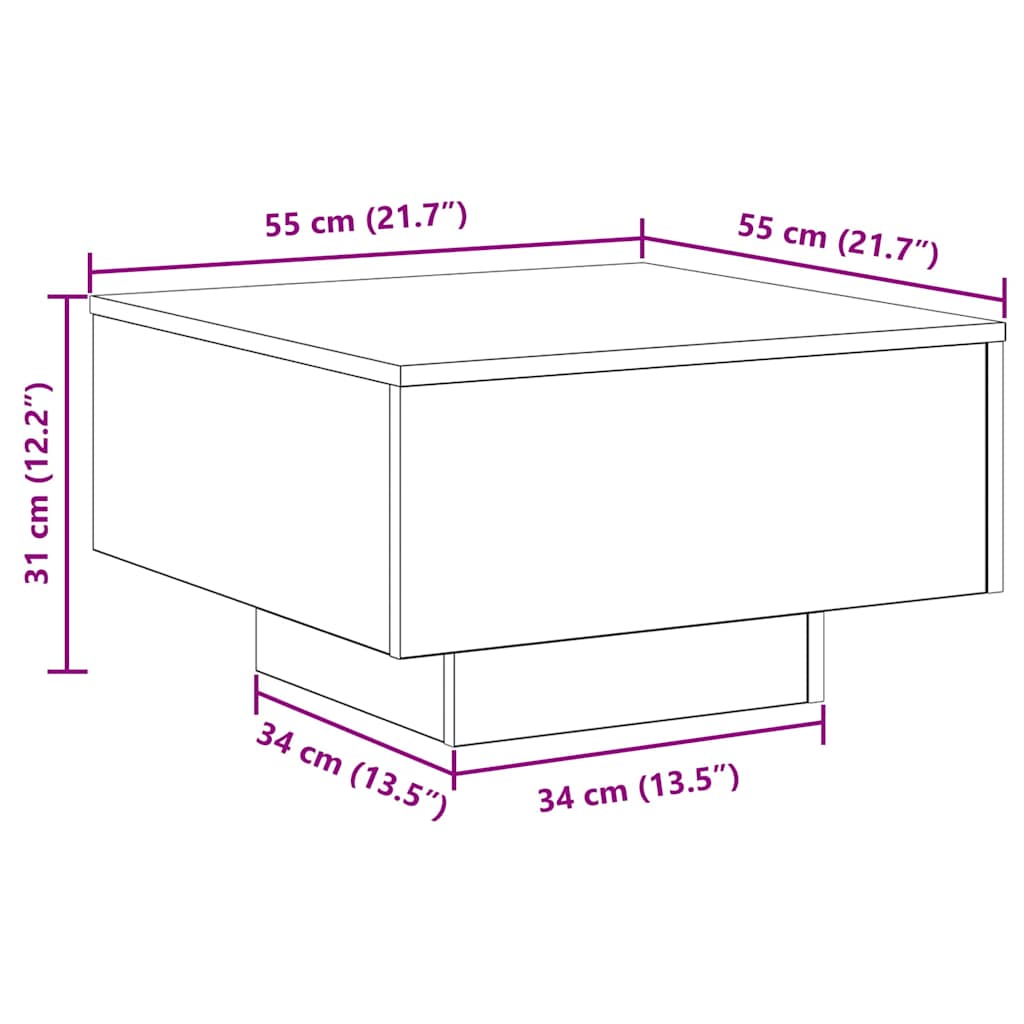 Kaffebord Svart Eik 55 x 55 x 31 cm