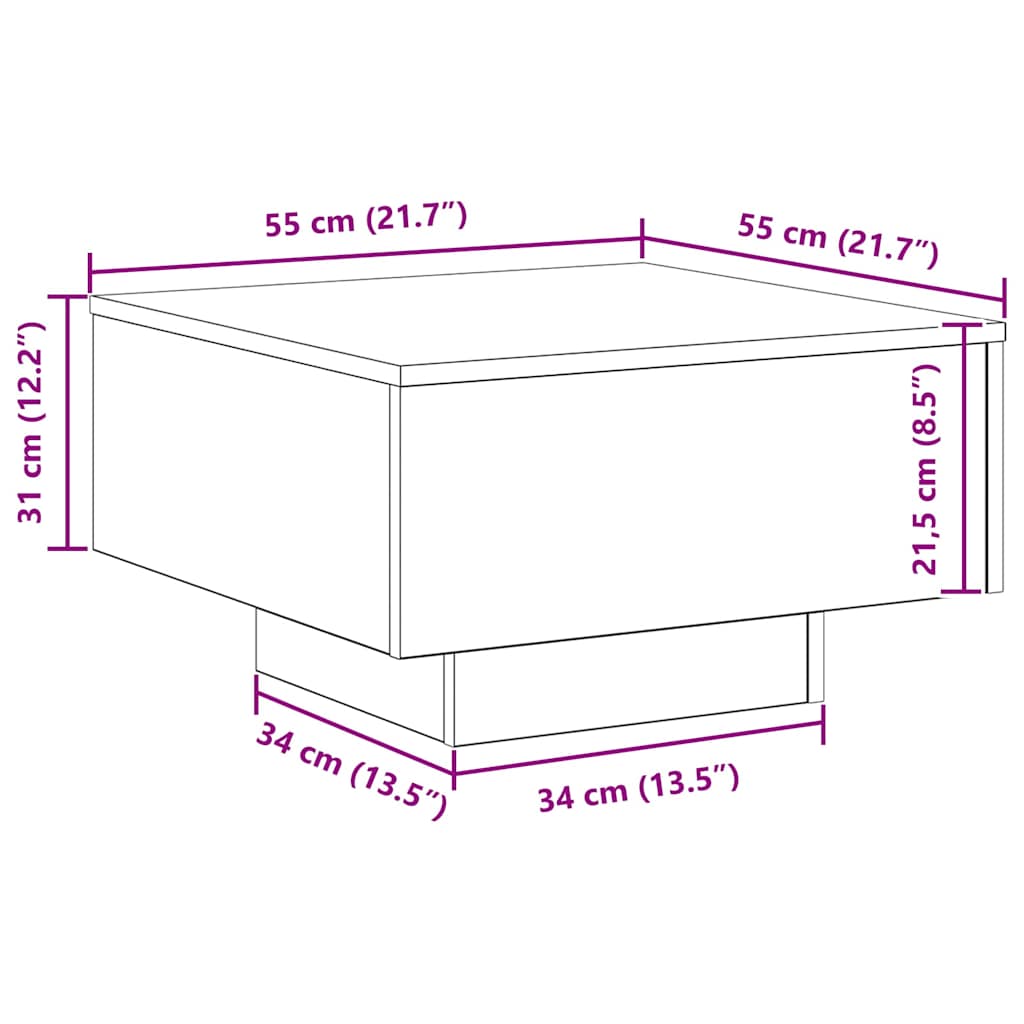 Kaffebord Gammelt tre 55 x 55 x 31 cm Konstruert tre