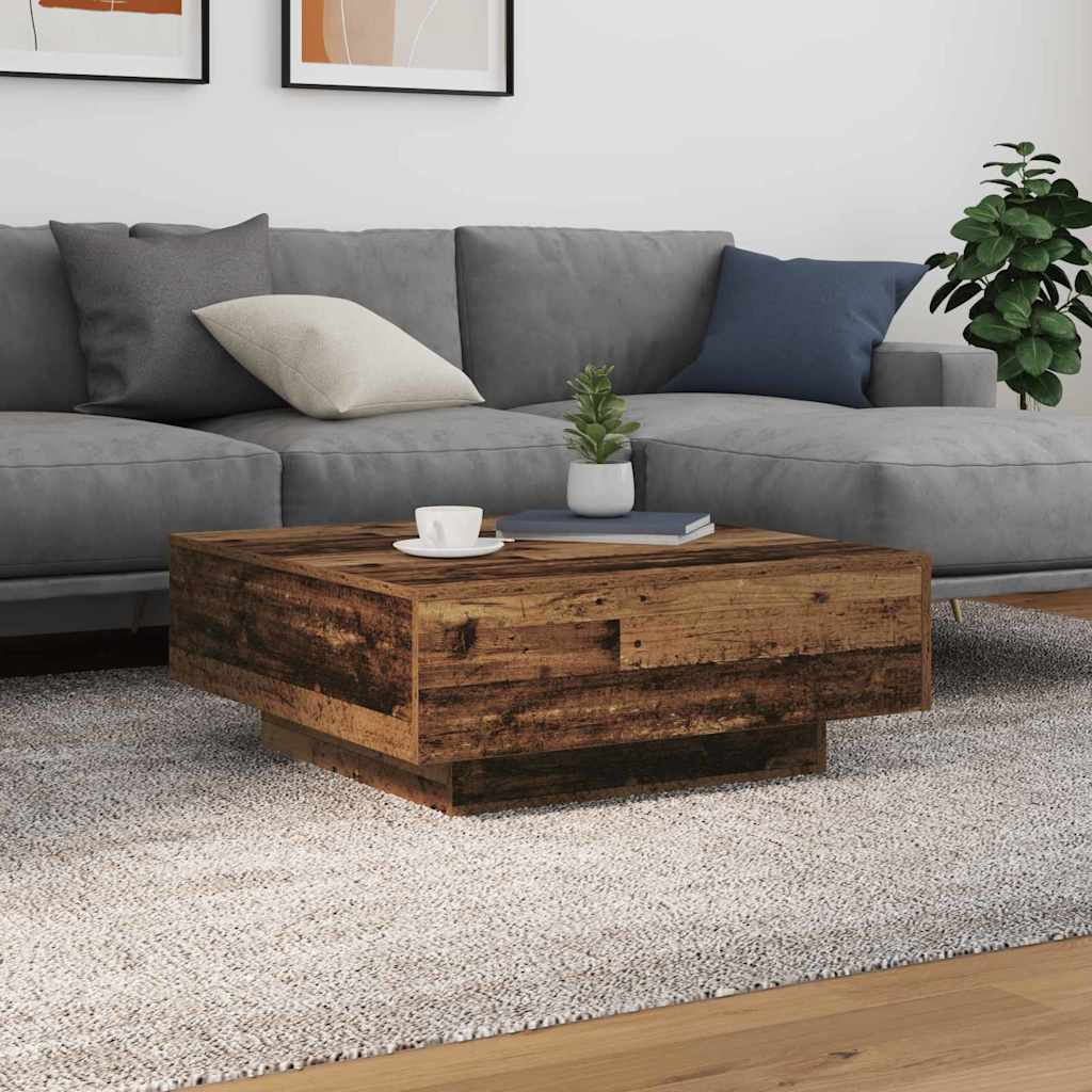 Gammel treverk og blå 80 x 80 x 31 cm Konstruert tre