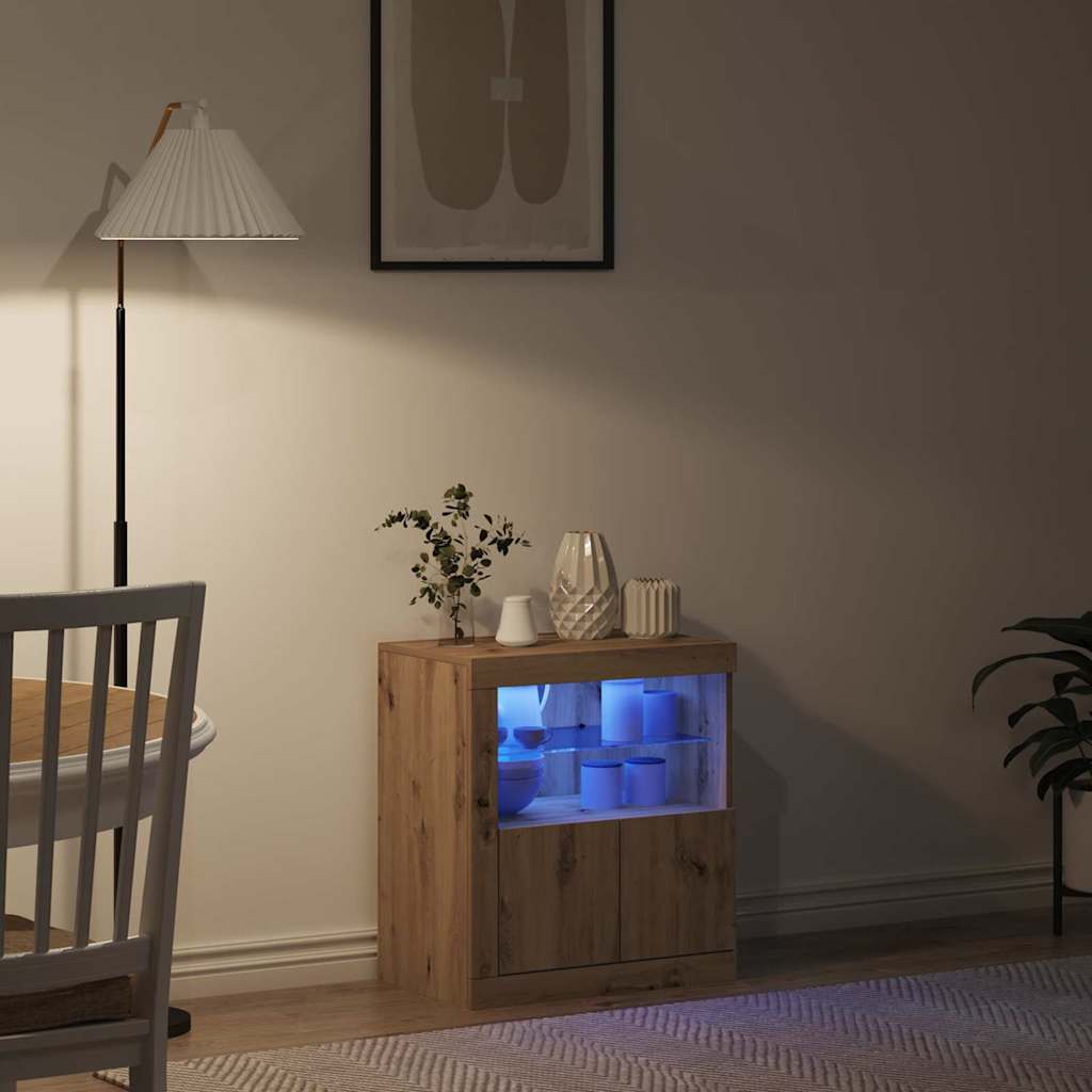 LED sideboard Brun 60,5 x 37 x 67 cm Konstruert tre