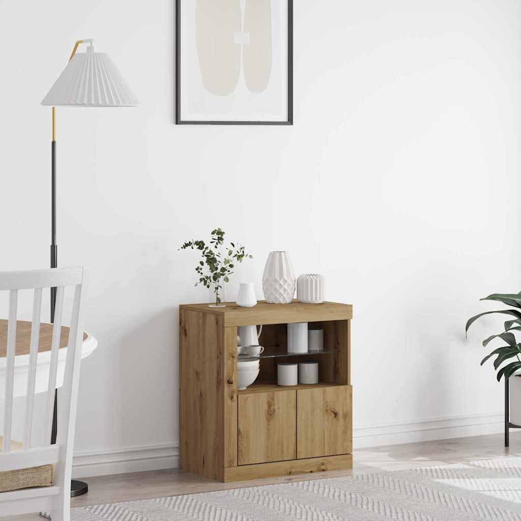 LED sideboard Brun 60,5 x 37 x 67 cm Konstruert tre