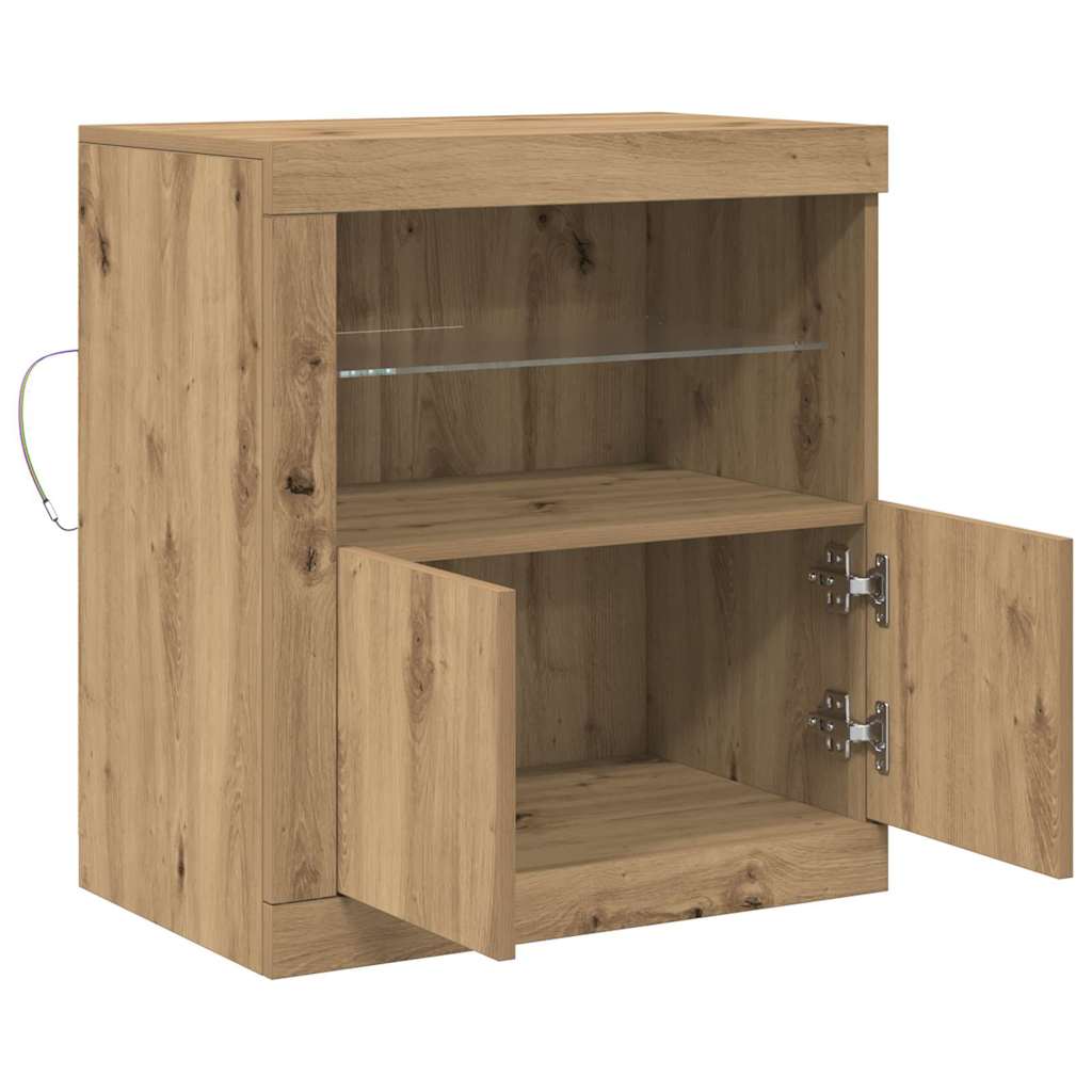 LED sideboard Brun 60,5 x 37 x 67 cm Konstruert tre
