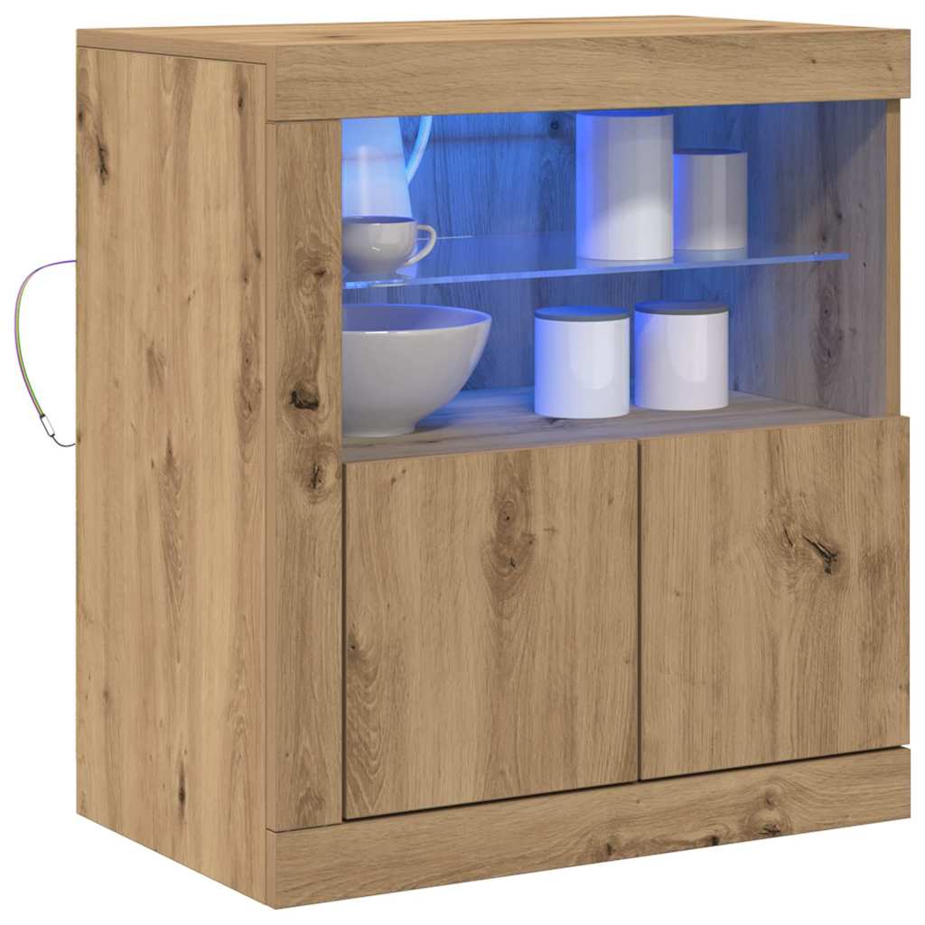 LED sideboard Brun 60,5 x 37 x 67 cm Konstruert tre