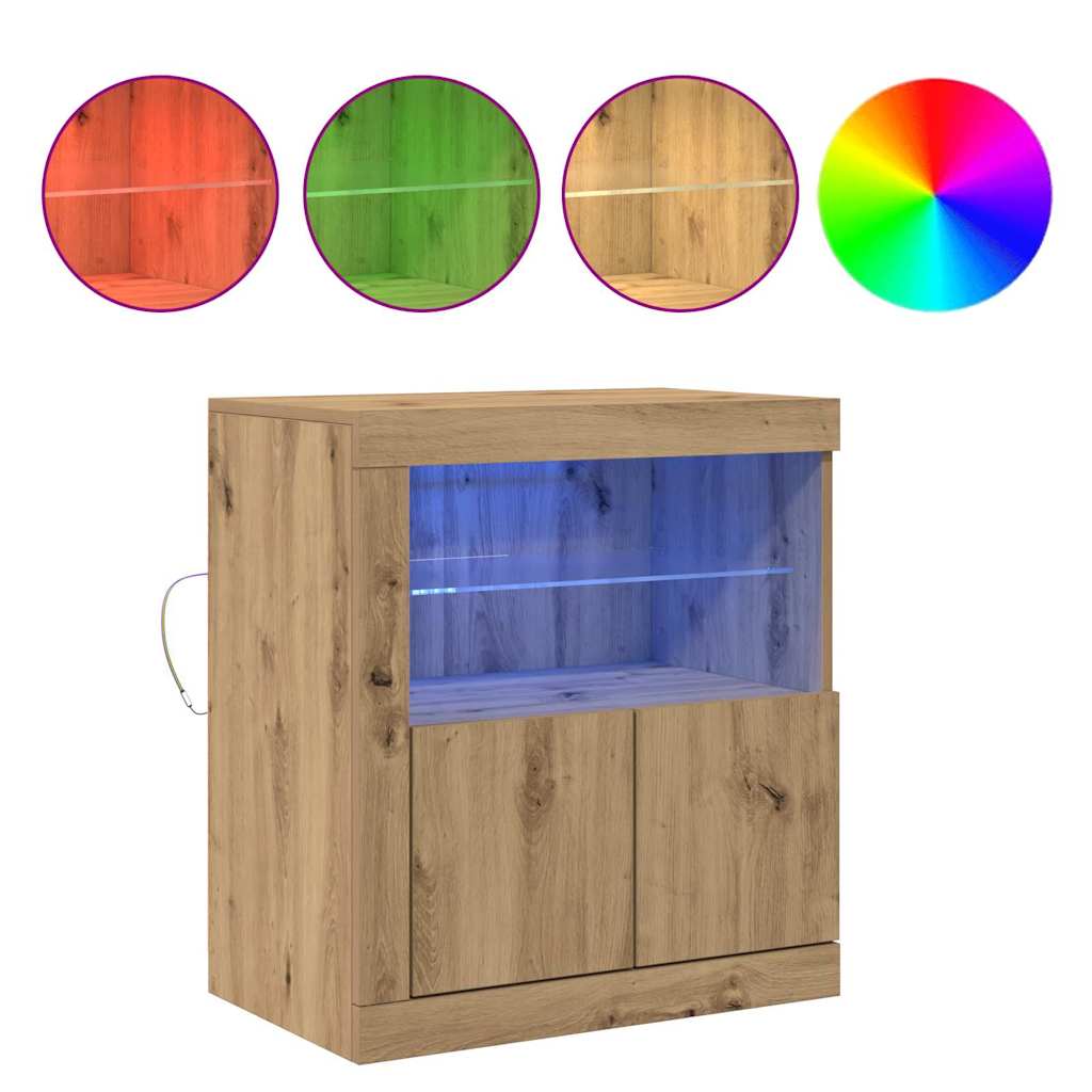 LED sideboard Brun 60,5 x 37 x 67 cm Konstruert tre