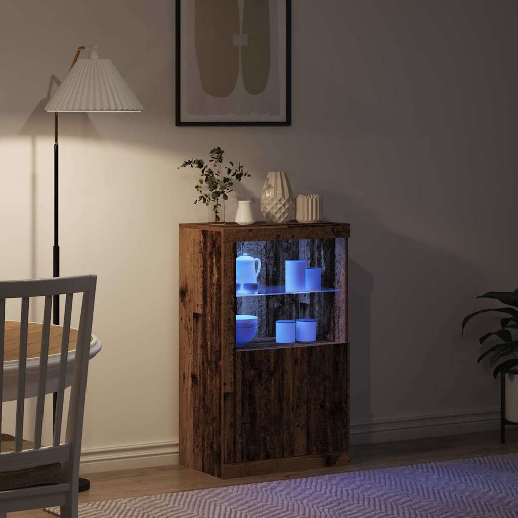LED sideboard Gammelt tre 60,5 x 37 x 100 cm Konstruert tre