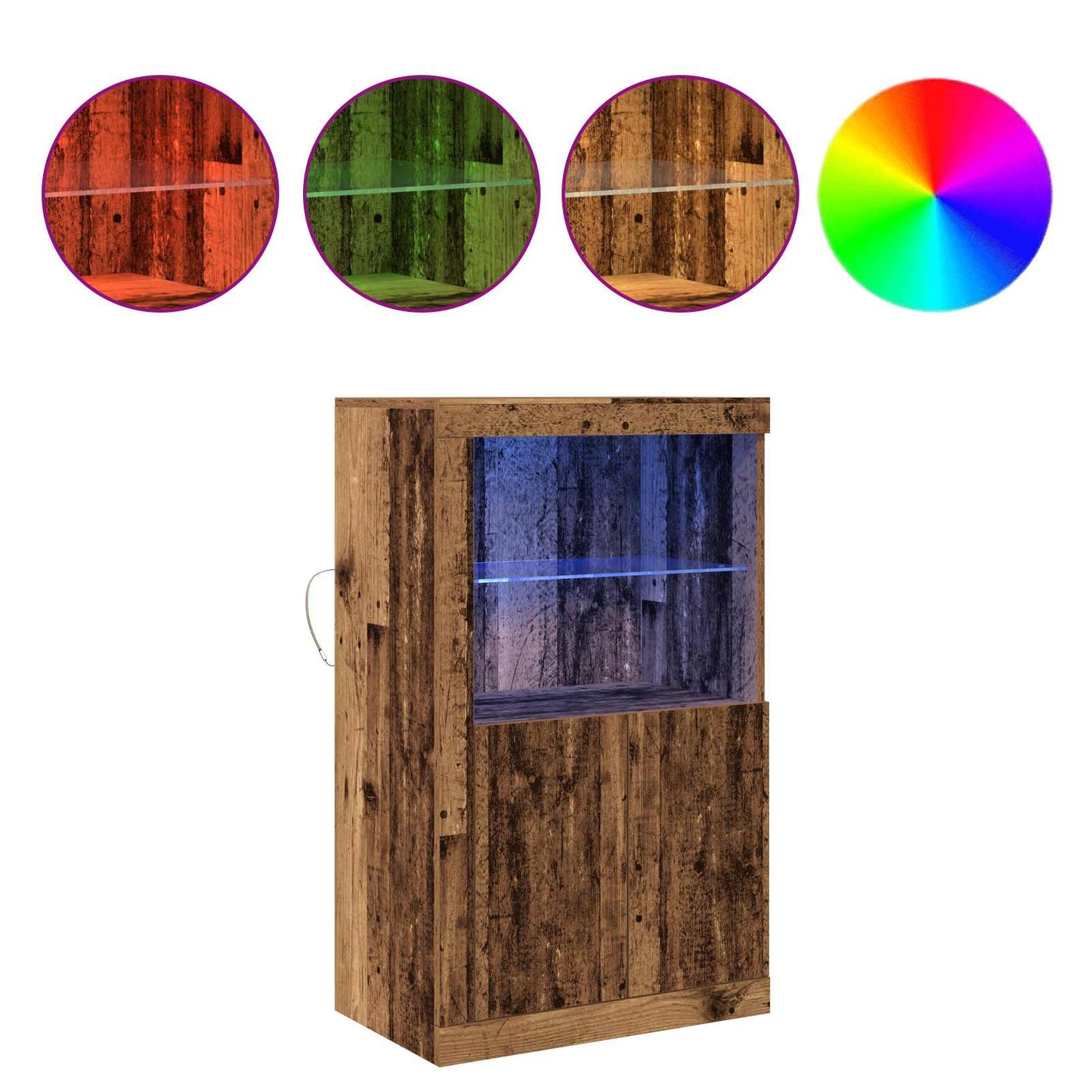 LED sideboard Gammelt tre 60,5 x 37 x 100 cm Konstruert tre