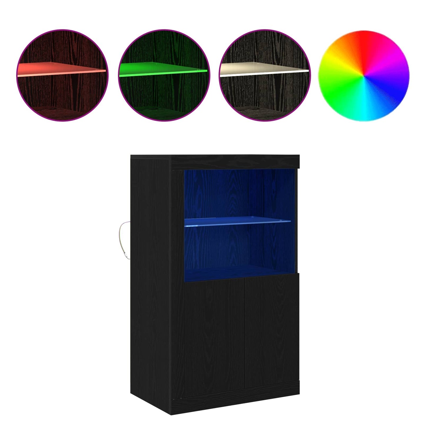 LED sideboard 60,5 x 37 x 100 cm Konstruert tre Svart Eik