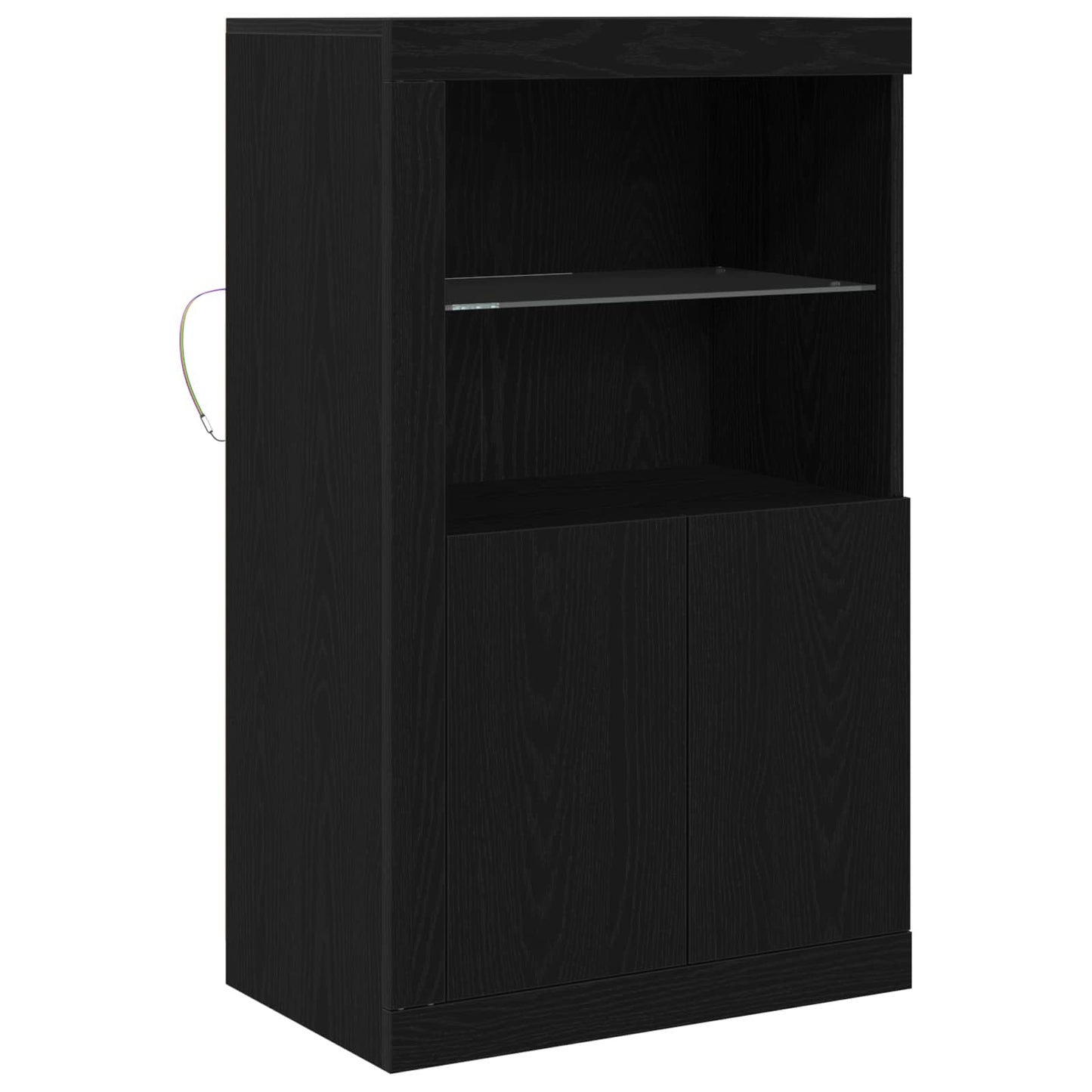 LED sideboard 60,5 x 37 x 100 cm Konstruert tre Svart Eik