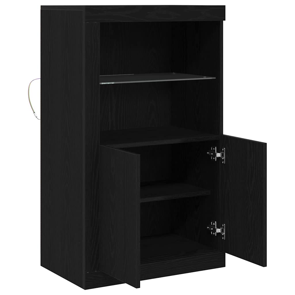 LED sideboard 60,5 x 37 x 100 cm Konstruert tre Svart Eik