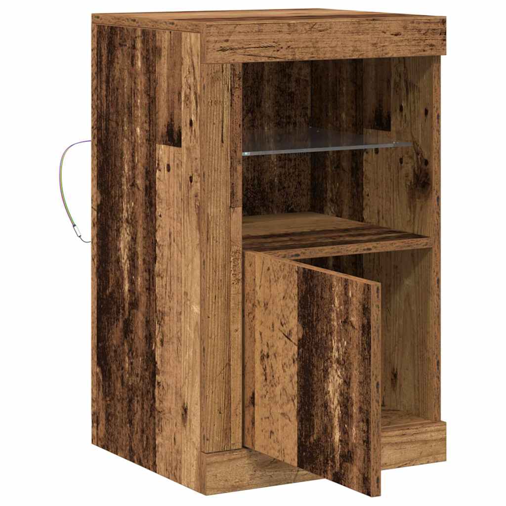 LED sideboard Gammelt tre 41 x 37 x 67 cm Konstruert tre
