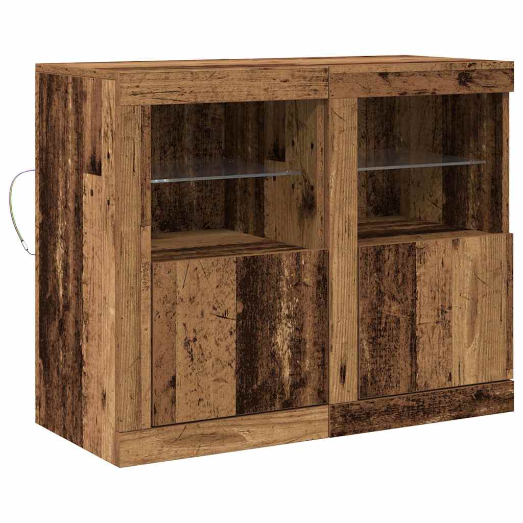 LED sideboard 2 pcs Gammelt tre 41 x 37 x 67 cm Konstruert tre