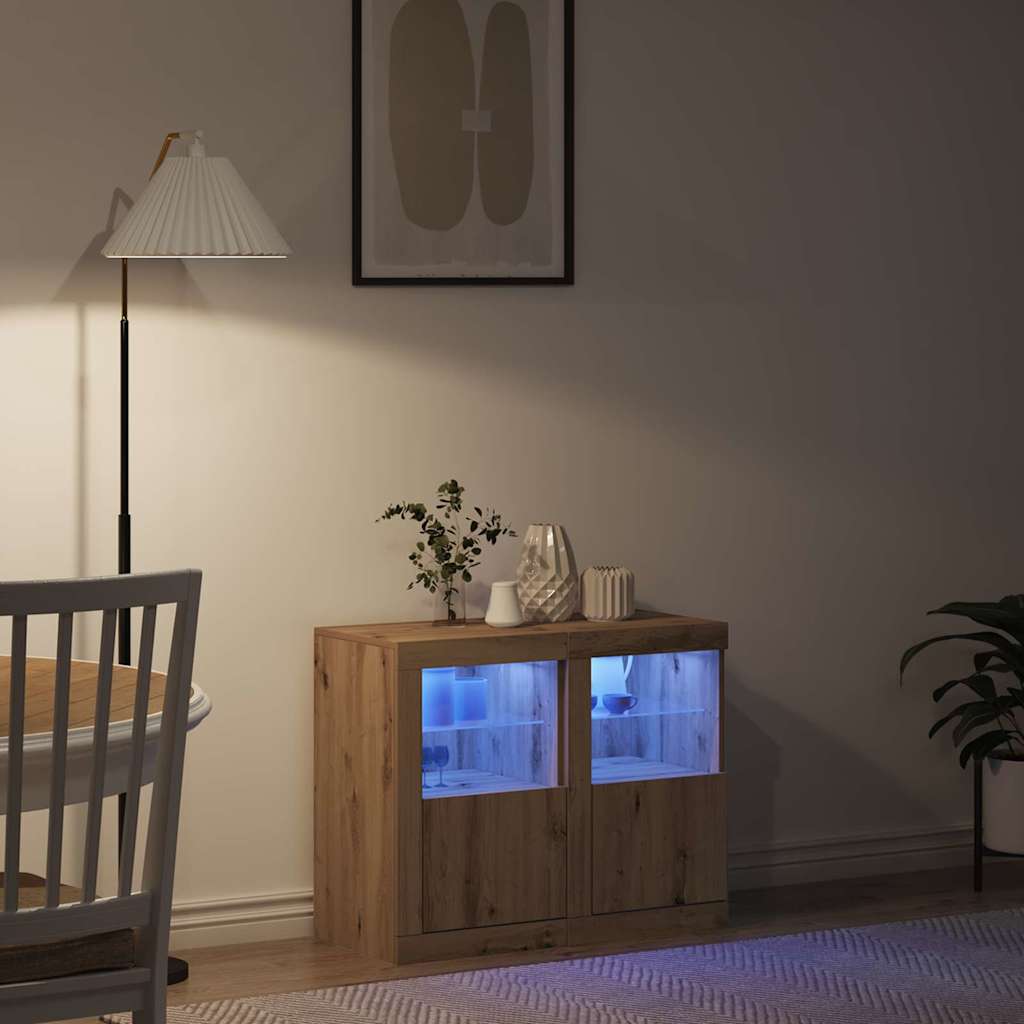 LED sideboard 2 stk. 41 x 37 x 67 cm Konstruert tre Artisan Eik