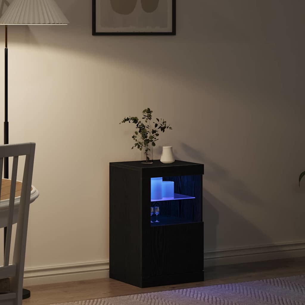 LED sideboard 41 x 37 x 67 cm Konstruert tre Svart Eik