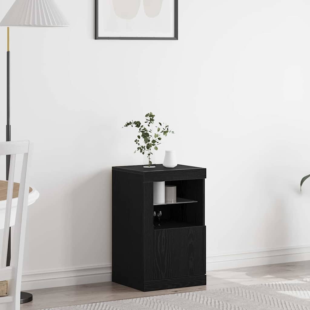 LED sideboard 41 x 37 x 67 cm Konstruert tre Svart Eik