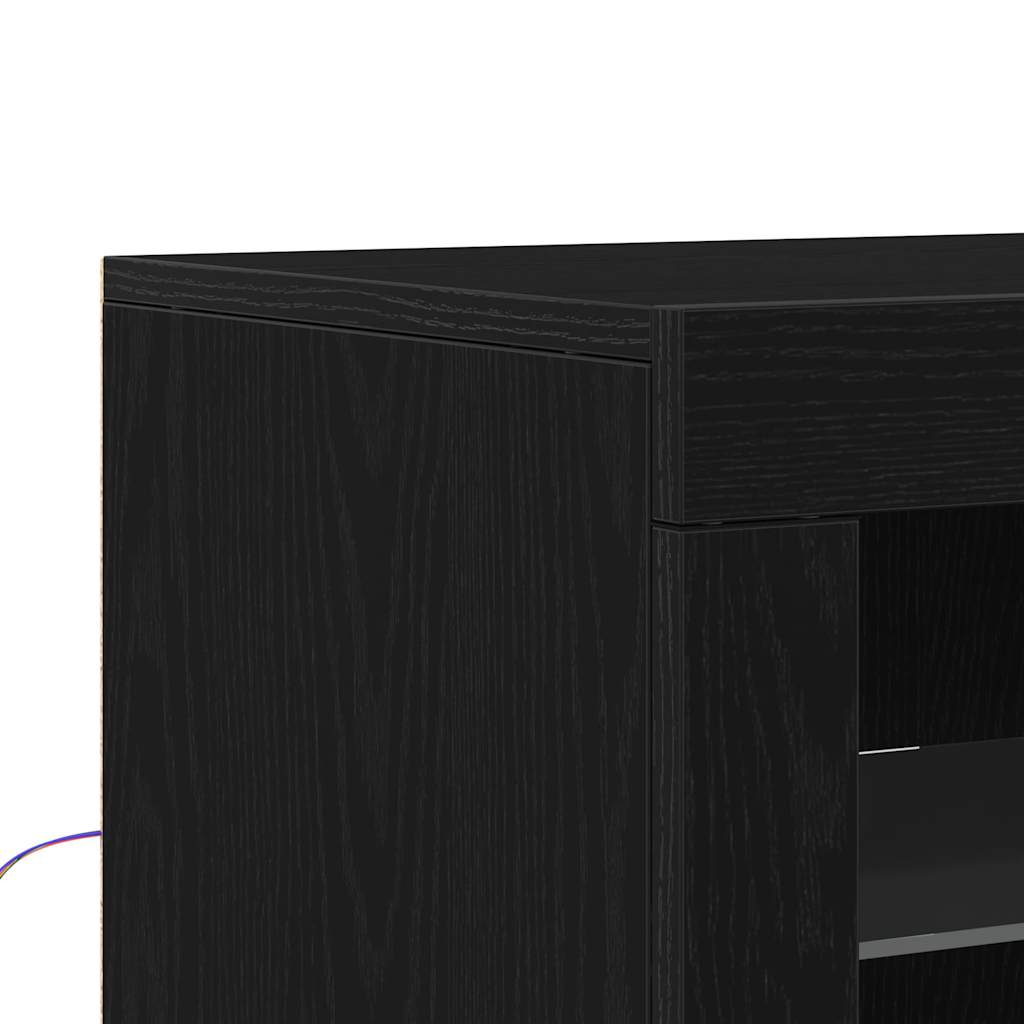 LED sideboard 2 pcs Svart Eik 41 x 37 x 67 cm Konstruert tre