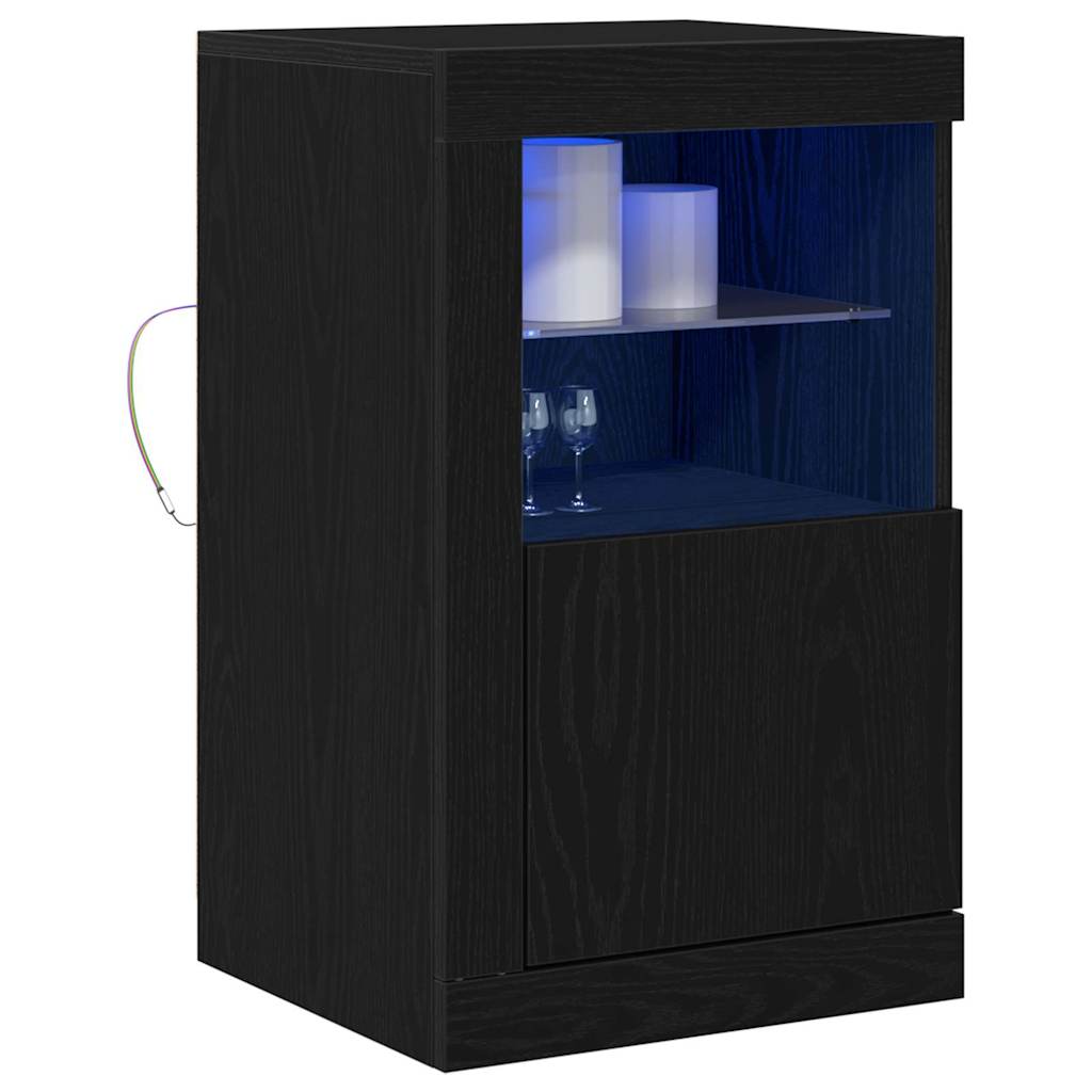LED sideboard 2 pcs Svart Eik 41 x 37 x 67 cm Konstruert tre
